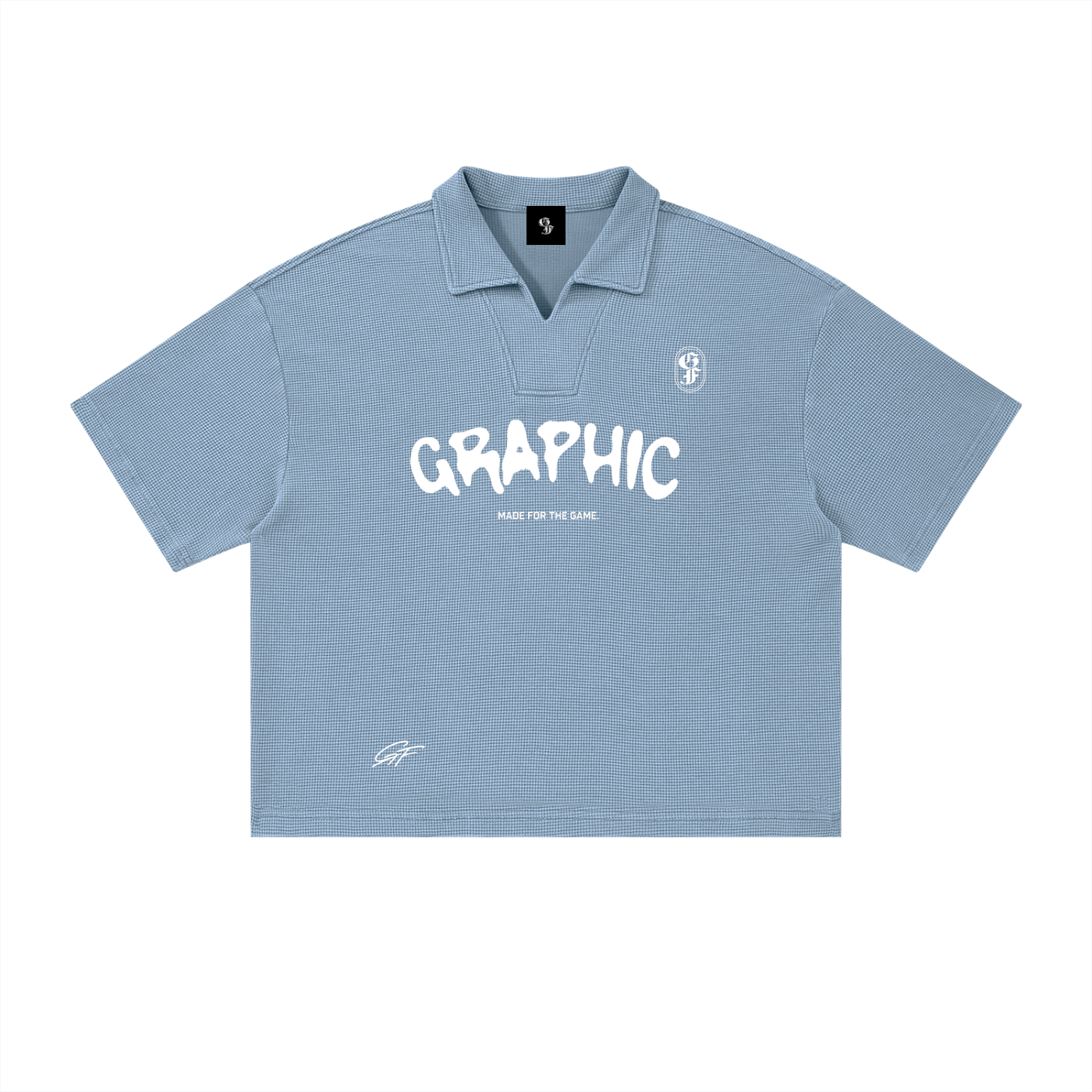 Graphic Footy Unisex Vintage Wash Waffle Boxy Polo Shirt