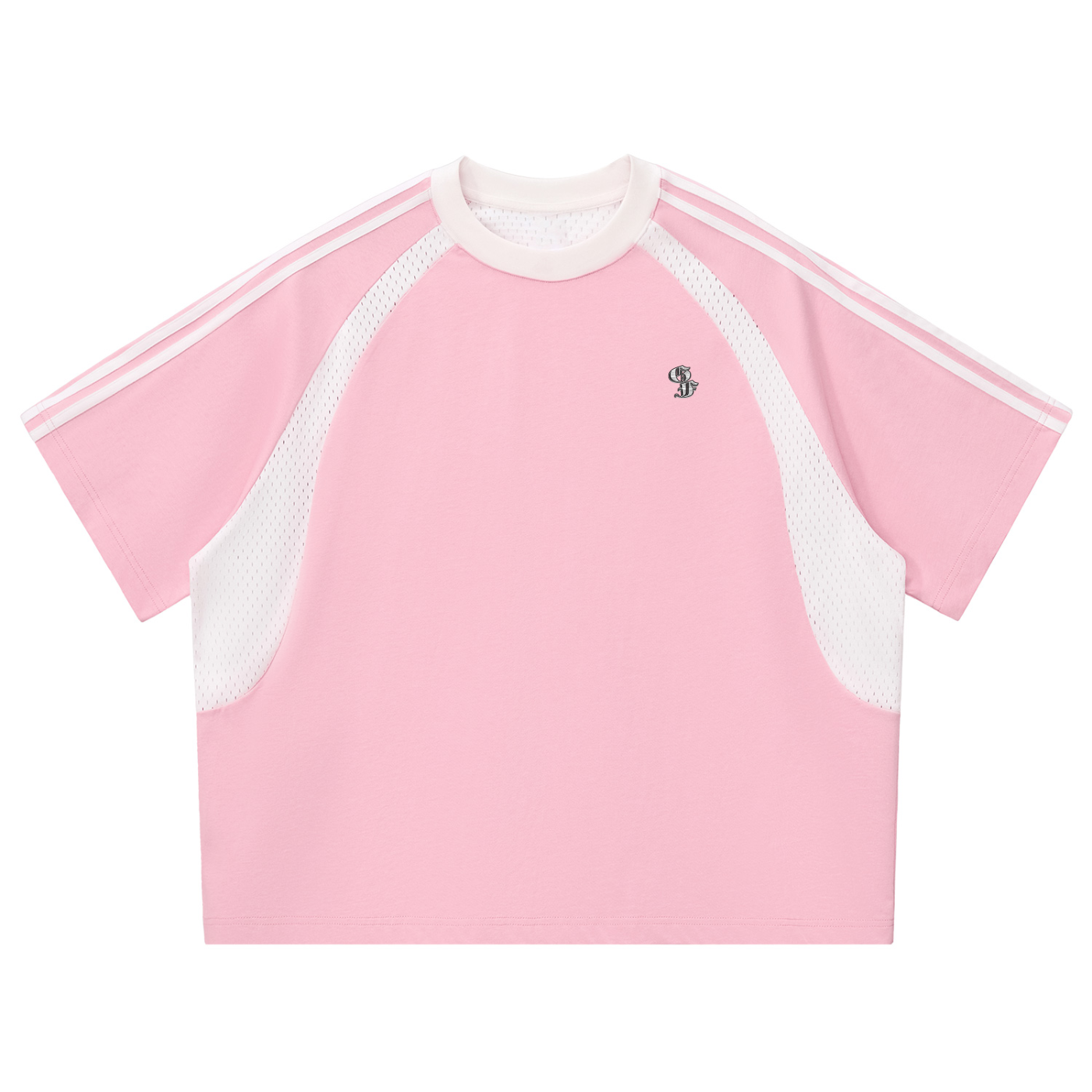 Graphic Footy Contrast Stripes Panel Mesh T-shirt