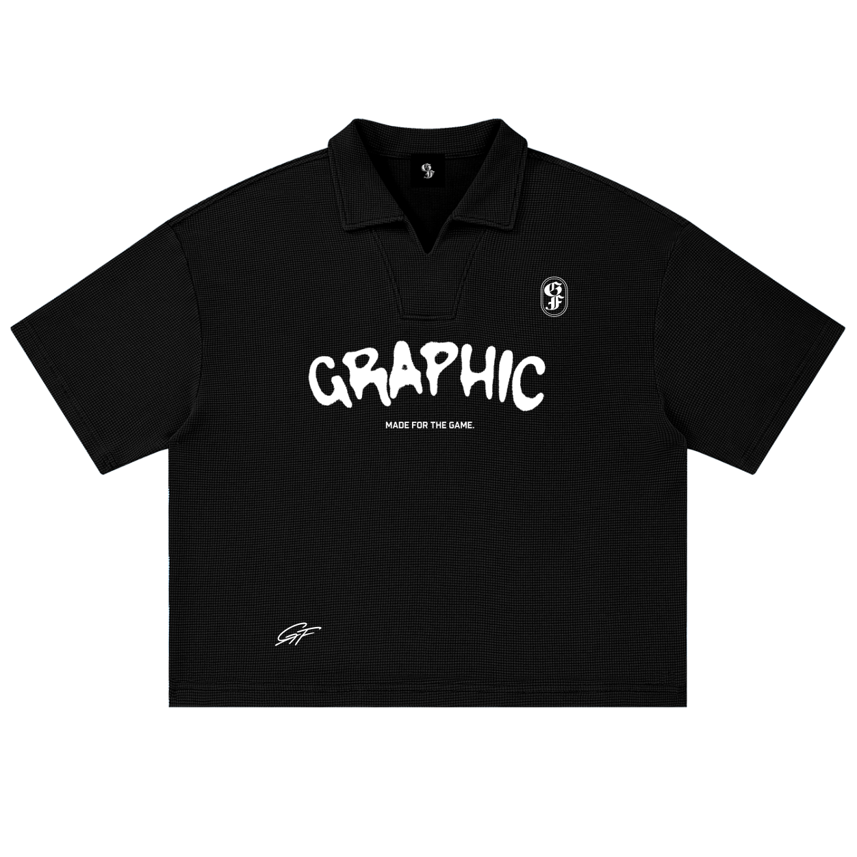 Graphic Footy Unisex Vintage Wash Waffle Boxy Polo Shirt