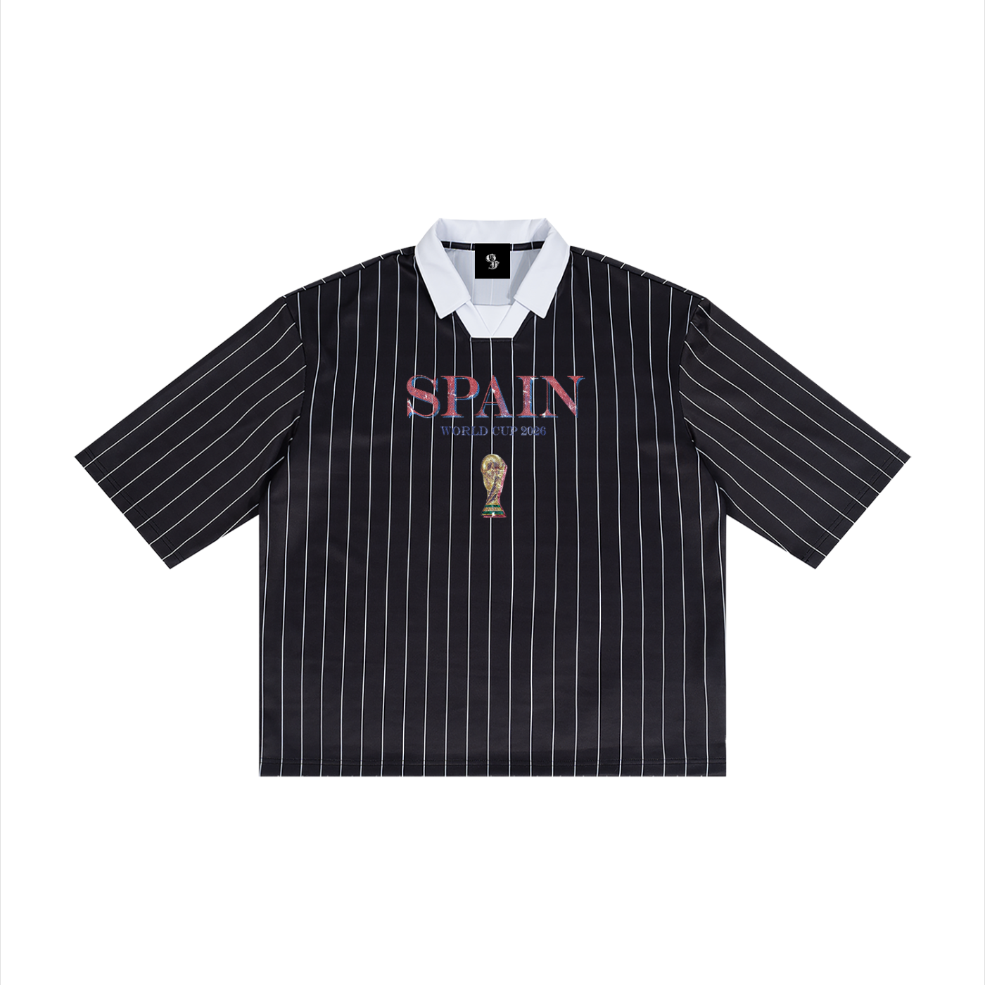 Vintage Spain World Cup Pinstripe Collared Soccer Jersey
