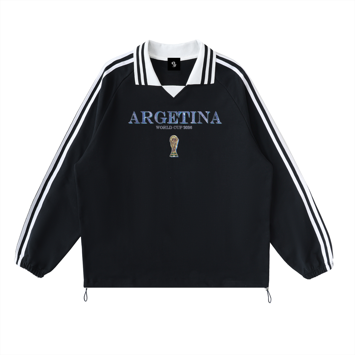 Vintage Argentina World Cup Contrast Striped Lapel Collar Sweatshirt