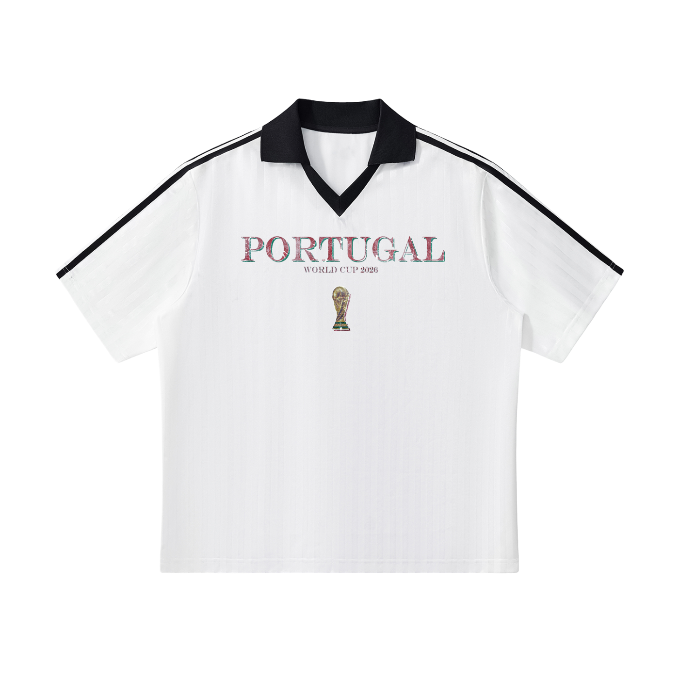 Vintage Portugal World Cup Contrast Collar Striped Soccer Jersey