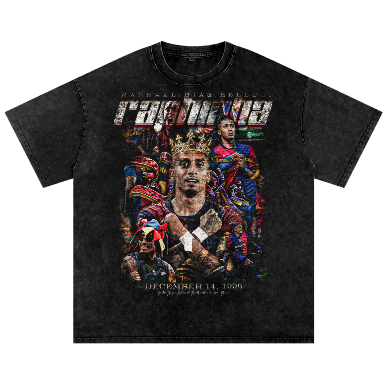 Vintage Raphinha "The King" Acid Washed Oversized Cotton T-Shirt