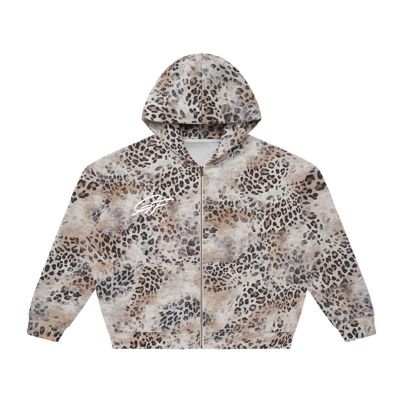 Graphic Footy Vintage Wash Leopard Full Zip Hoodie