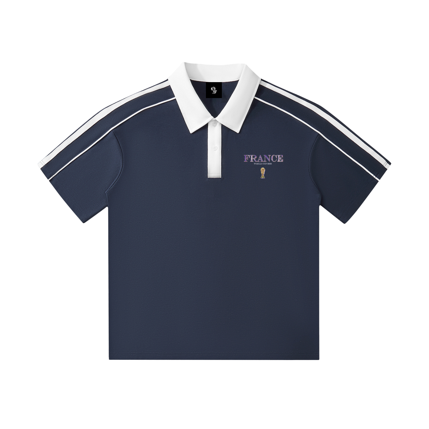 Vintage France World Cup Contrast Collar Short-Sleeve Polo Shirt