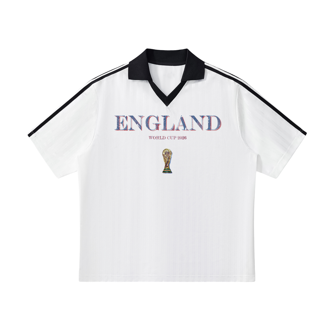 Vintage England World Cup Contrast Collar Striped Soccer Jersey