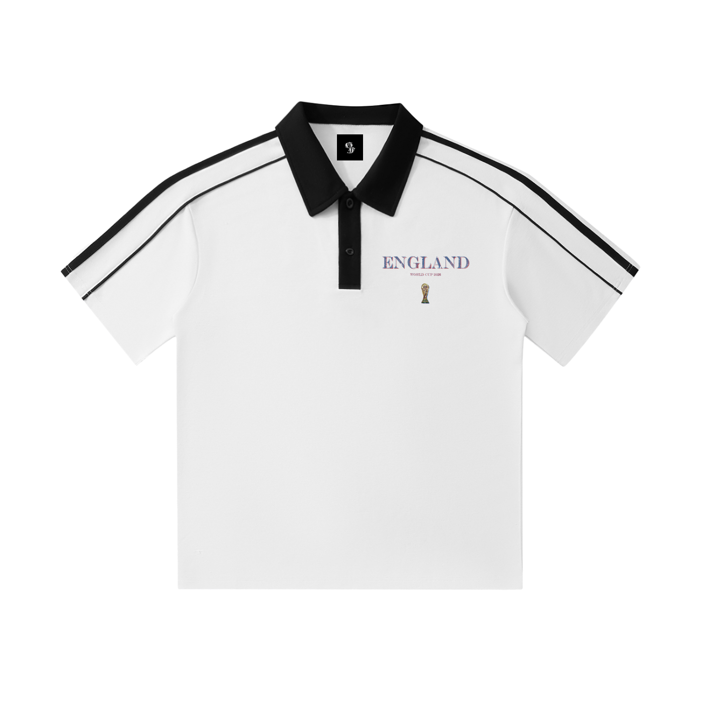 Vintage England World Cup Contrast Collar Short-Sleeve Polo Shirt