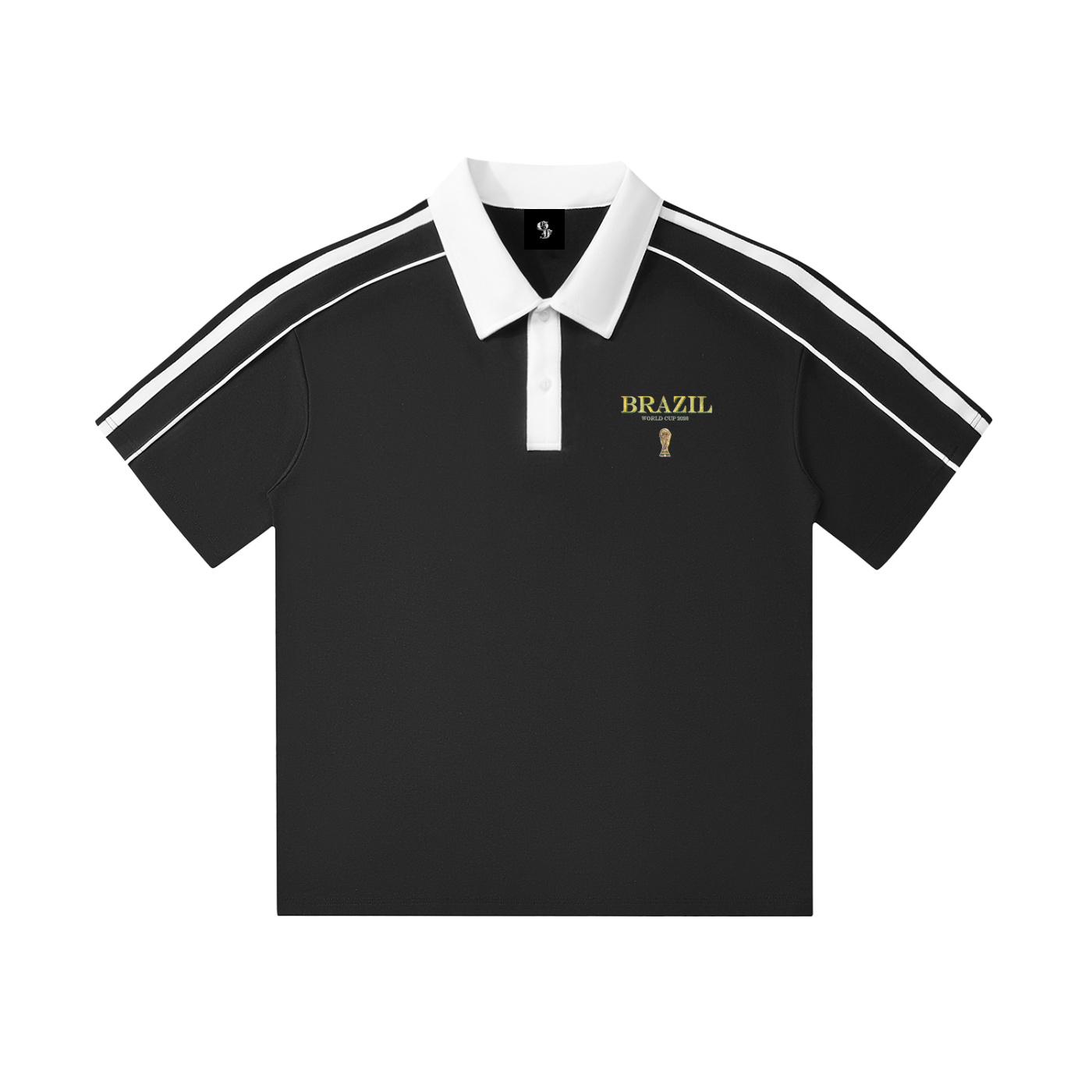 Vintage Brazil World Cup Contrast Collar Short-Sleeve Polo Shirt