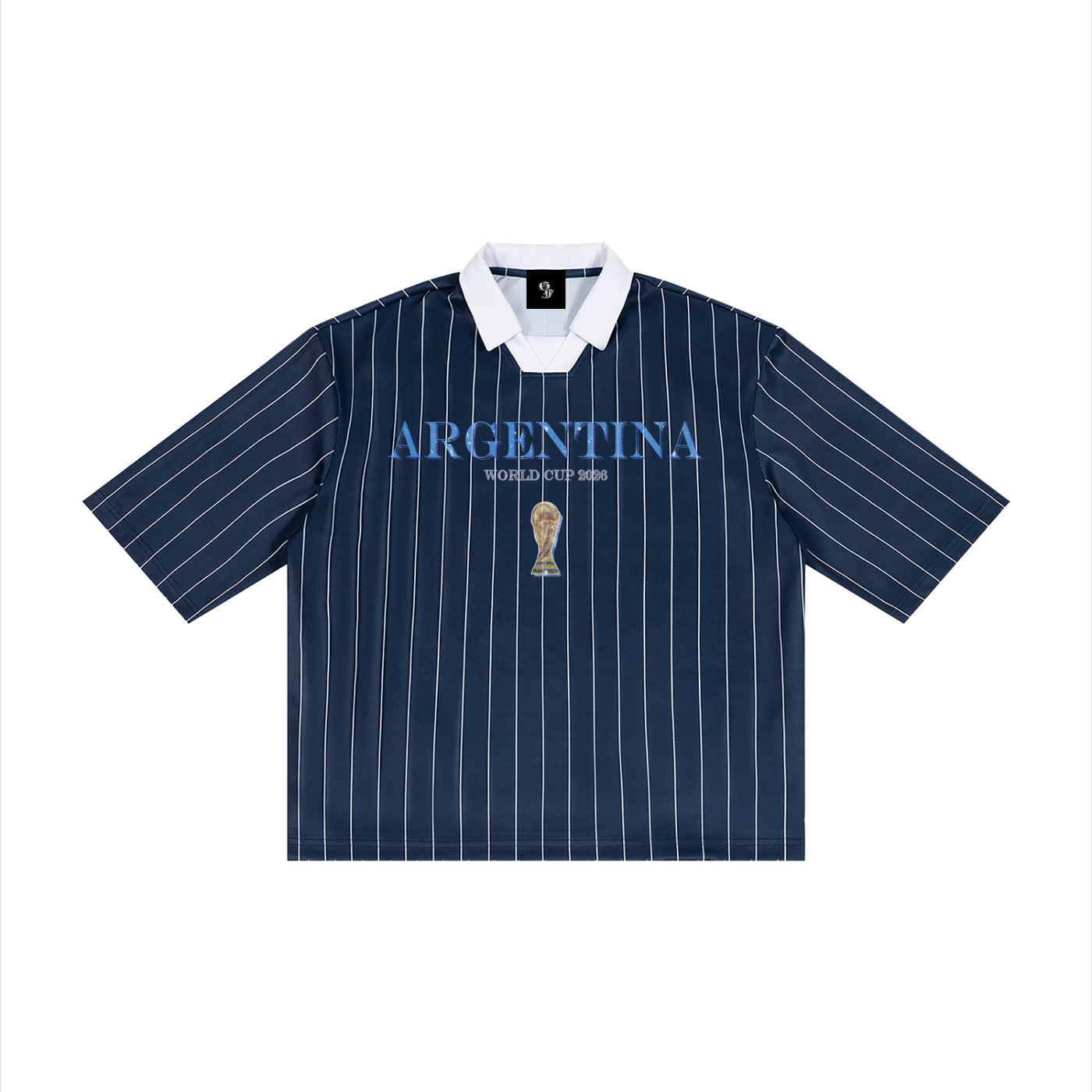 Argentina Unisex Pinstripe Collared Soccer Jersey