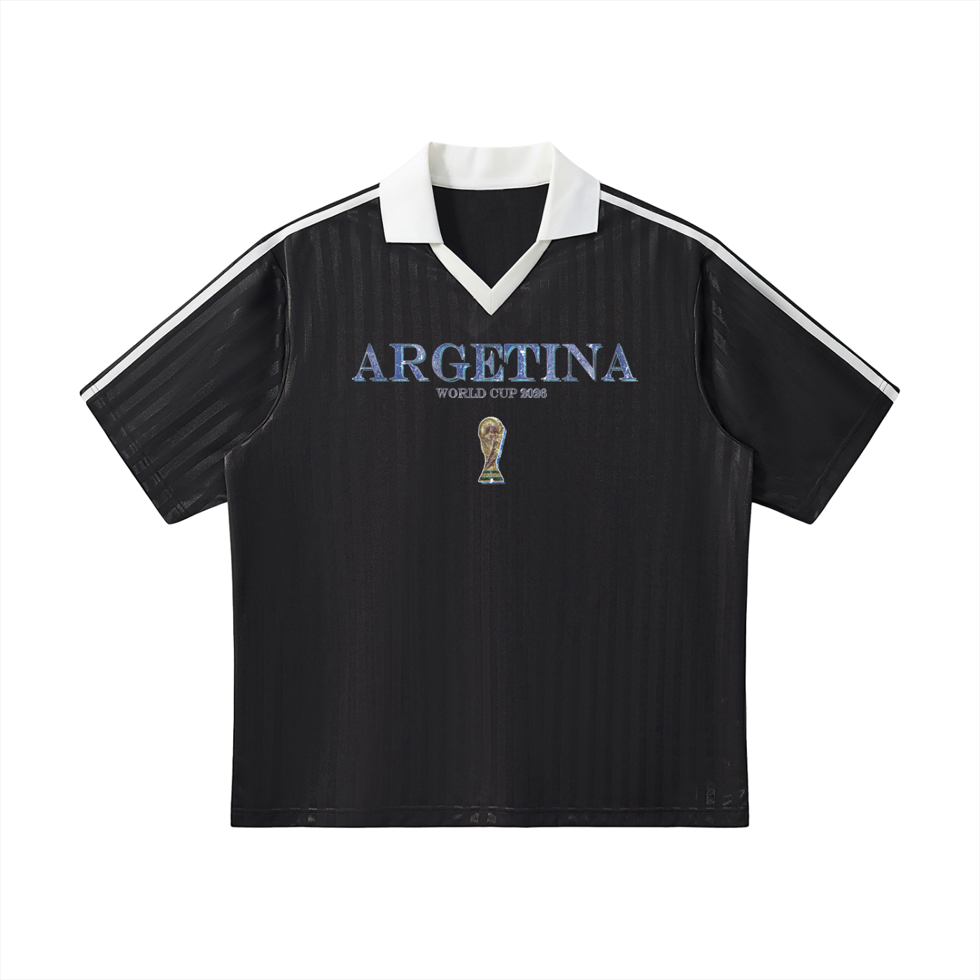 Vintage Argentina World Cup Contrast Collar Striped Soccer Jersey