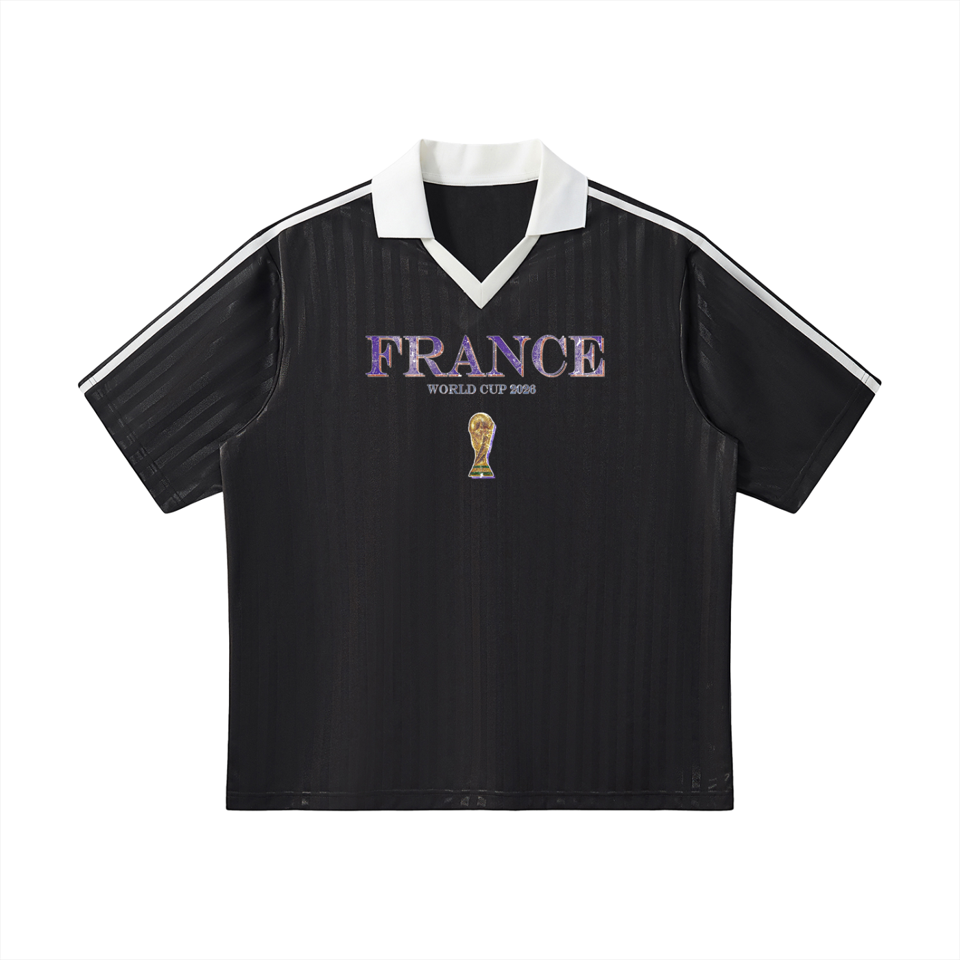 Vintage France World Cup Contrast Collar Striped Soccer Jersey