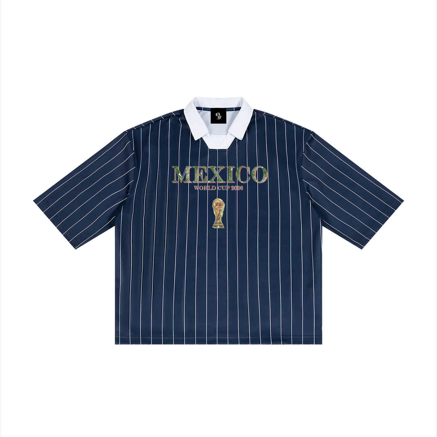 Vintage Mexico World Cup Pinstripe Collared Soccer Jersey