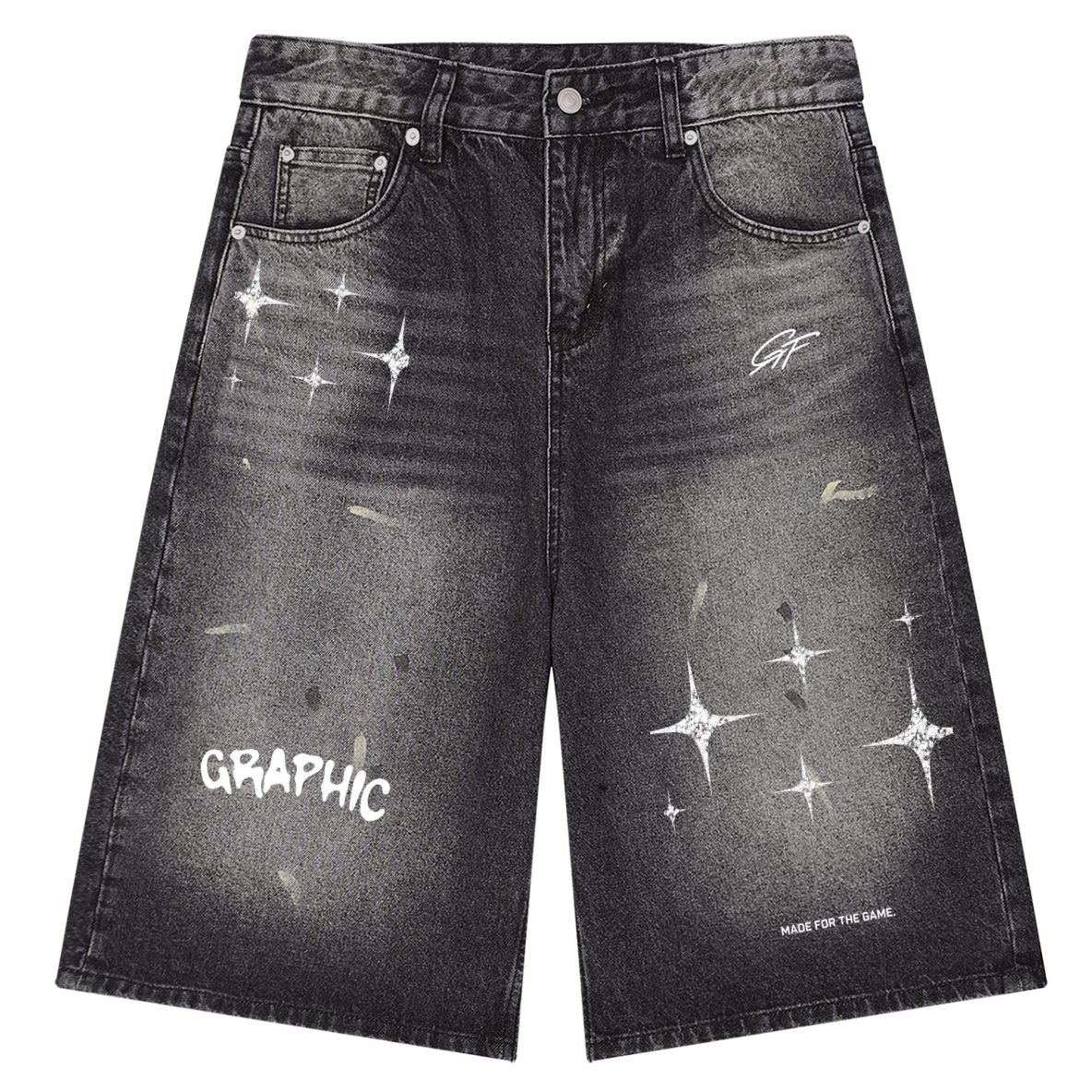 Vintage Graphic Footy Men’s Vintage Wash Wide Leg Denim Shorts