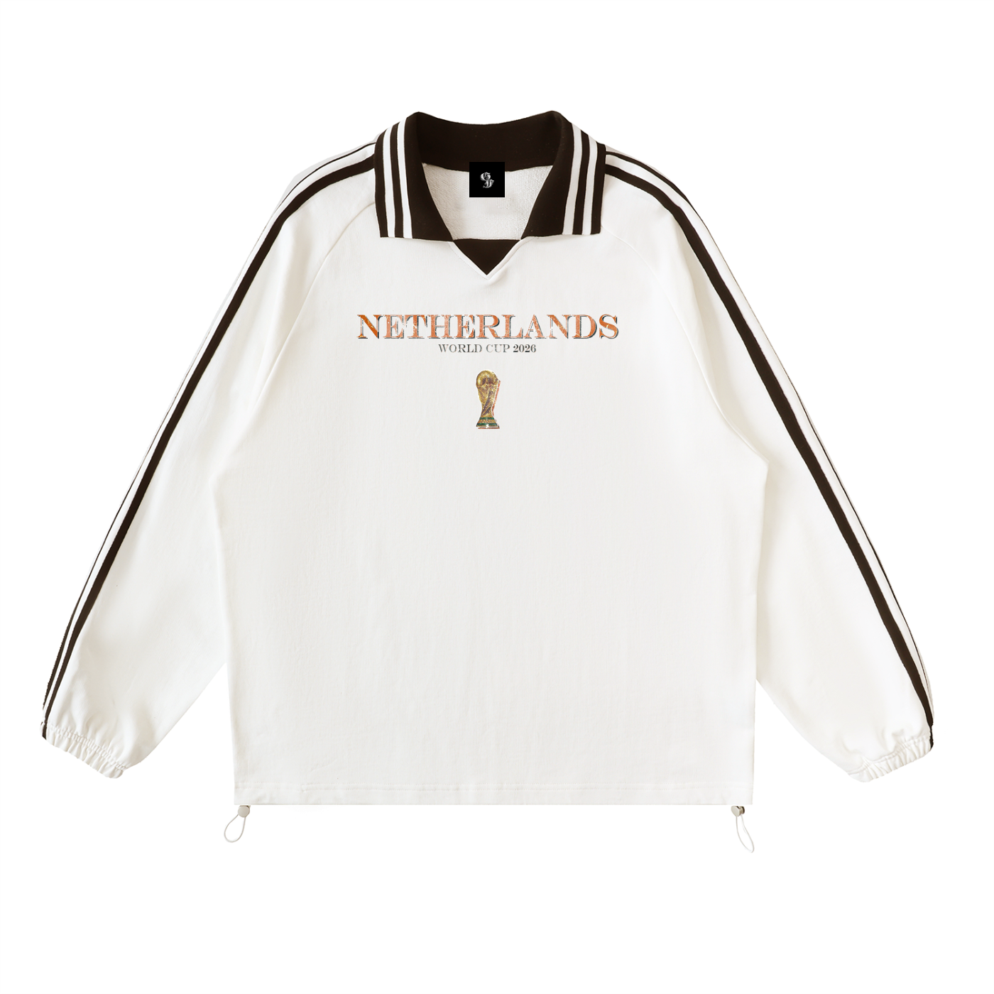 Vintage Netherlands World Cup Contrast Striped Lapel Collar Sweatshirt