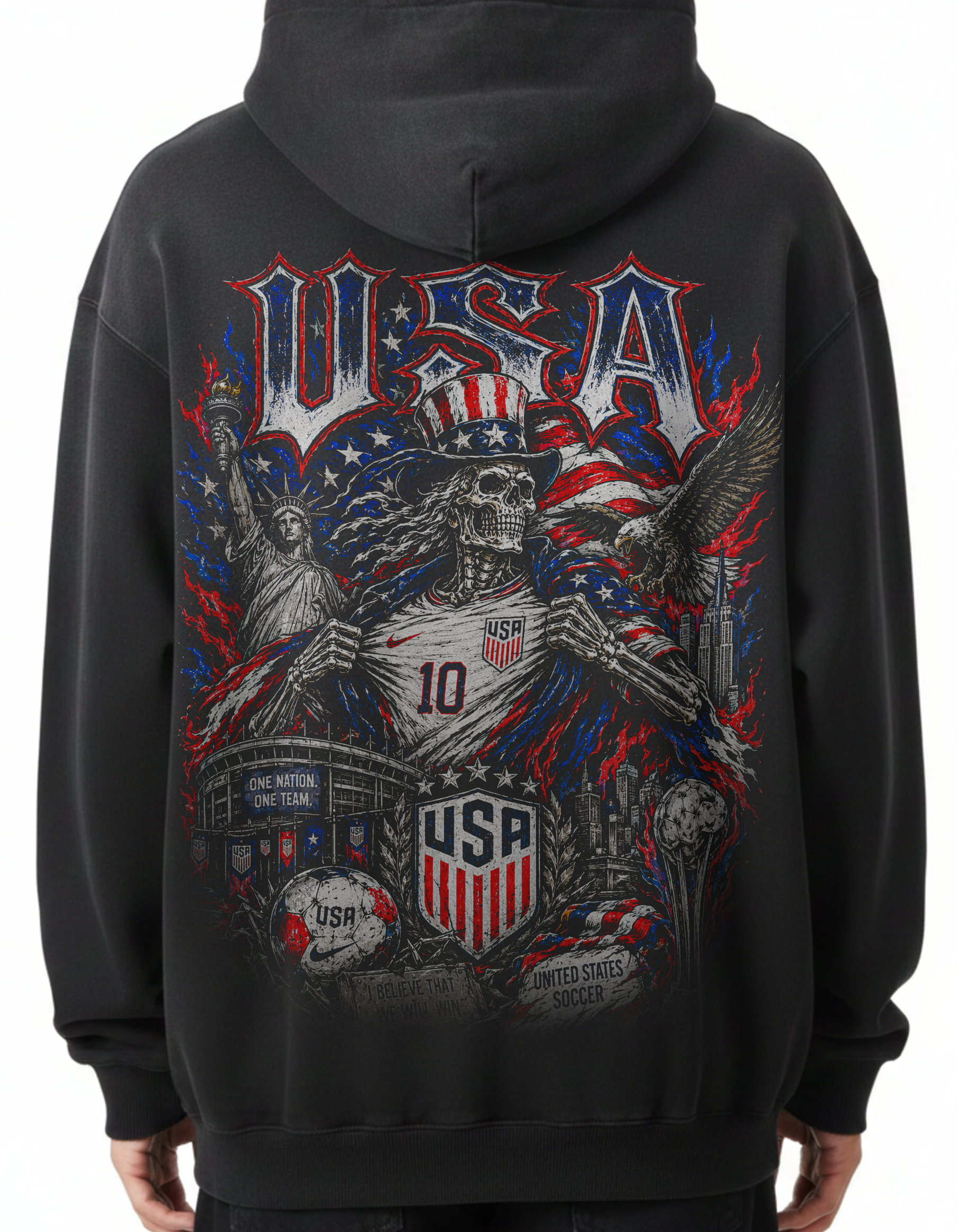 Vintage USA Graphic Footy Heavyweight Sunfade Oversized Hoodie