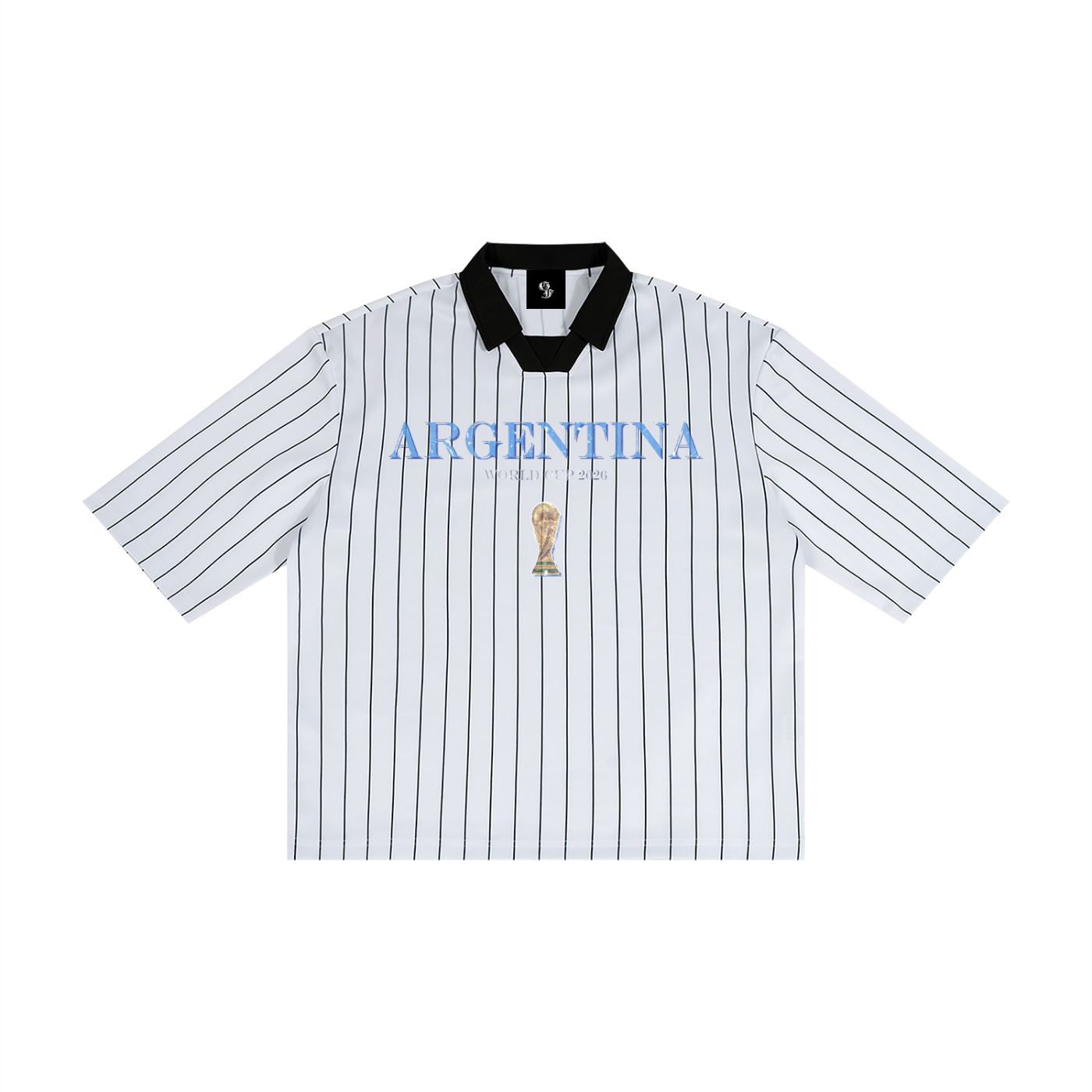 Argentina Unisex Pinstripe Collared Soccer Jersey