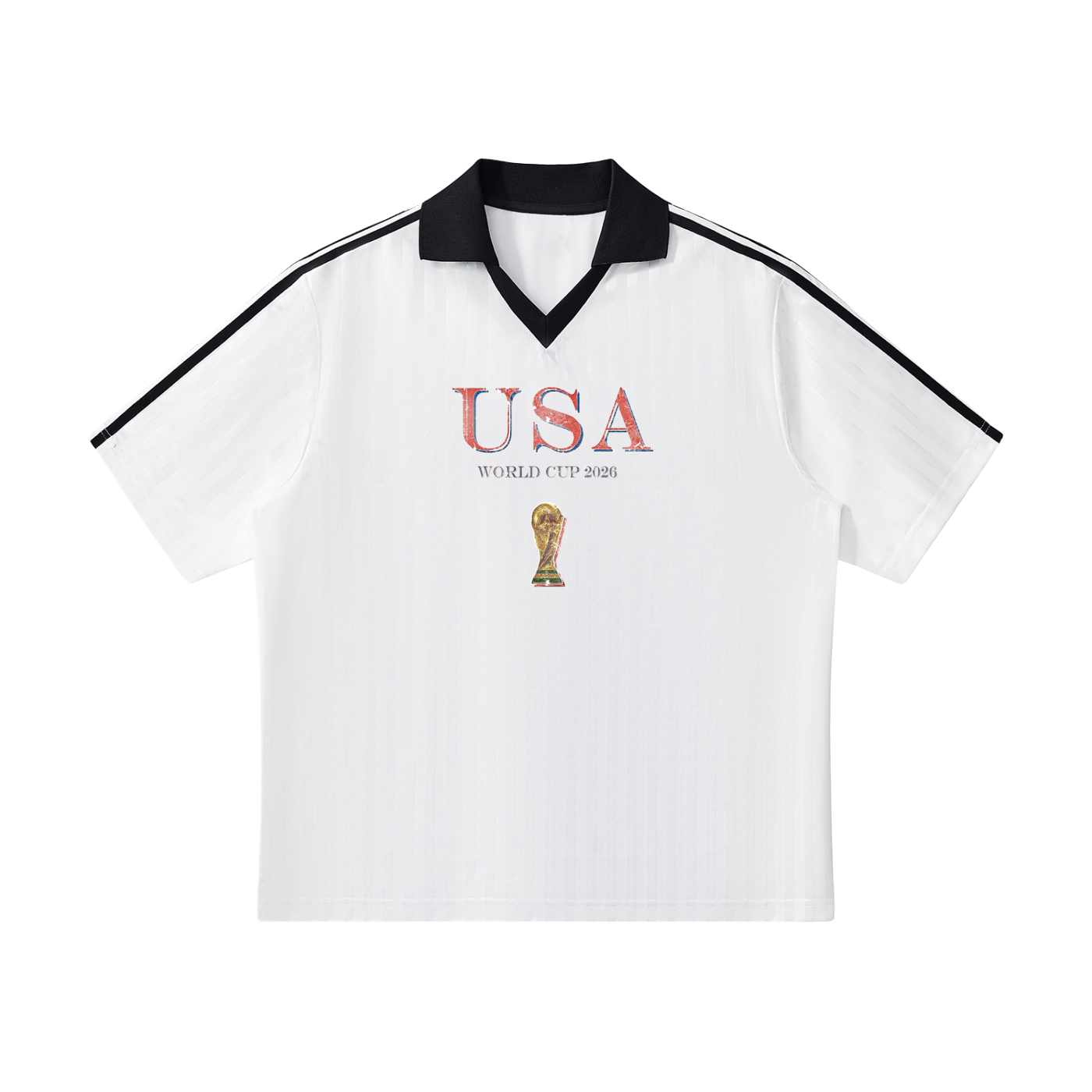 Vintage USA World Cup Contrast Collar Striped Soccer Jersey