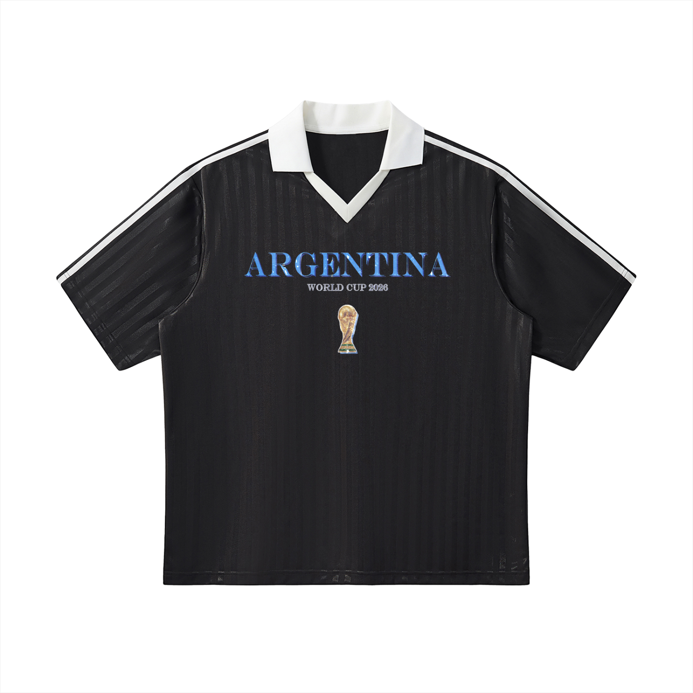 Argentina Contrast Collar Striped Soccer Jersey