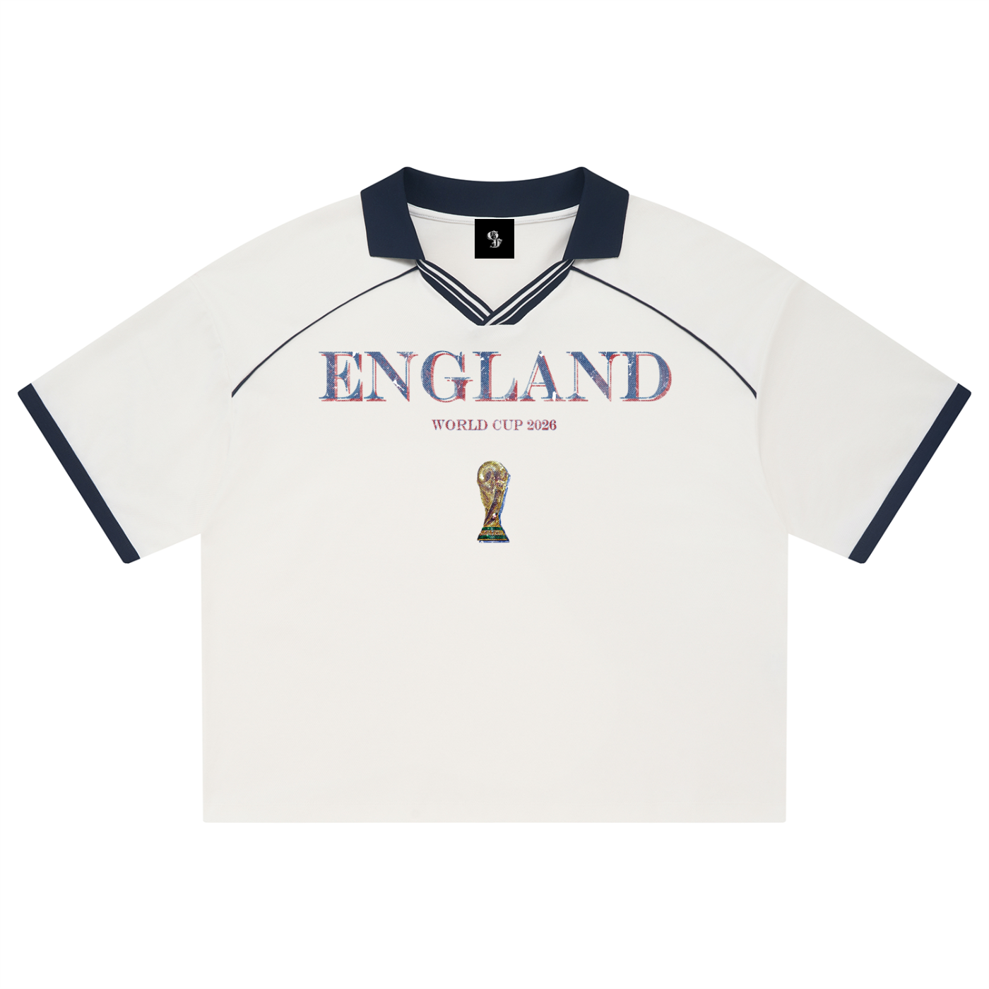 Vintage England World Cup Collared Piping Boxy Soccer Jersey