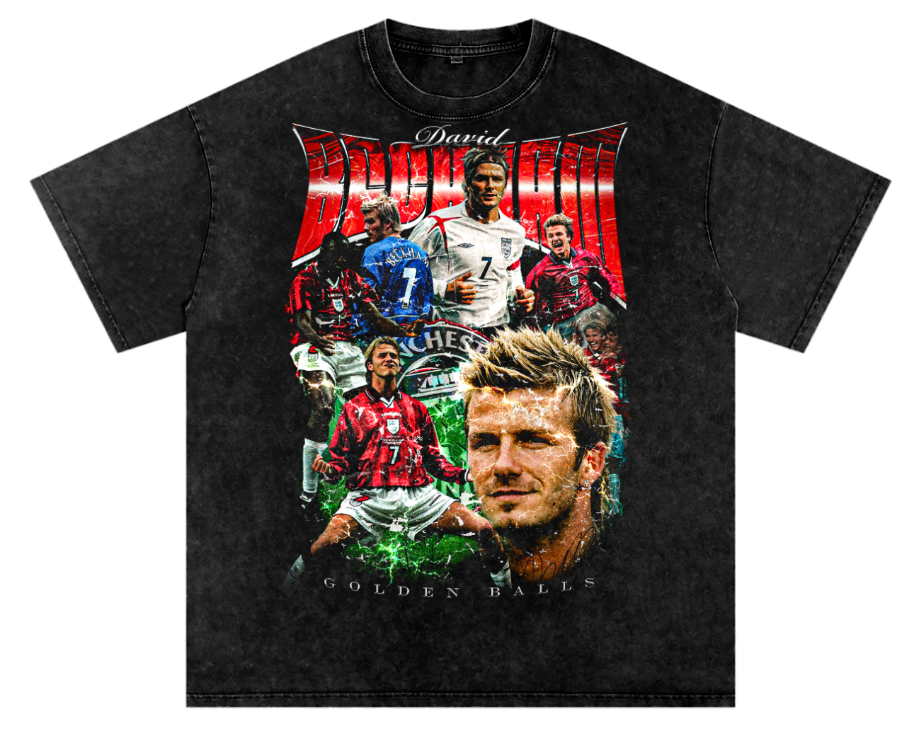 Vintage David Beckham Snow Washed Oversized Cotton T-Shirt