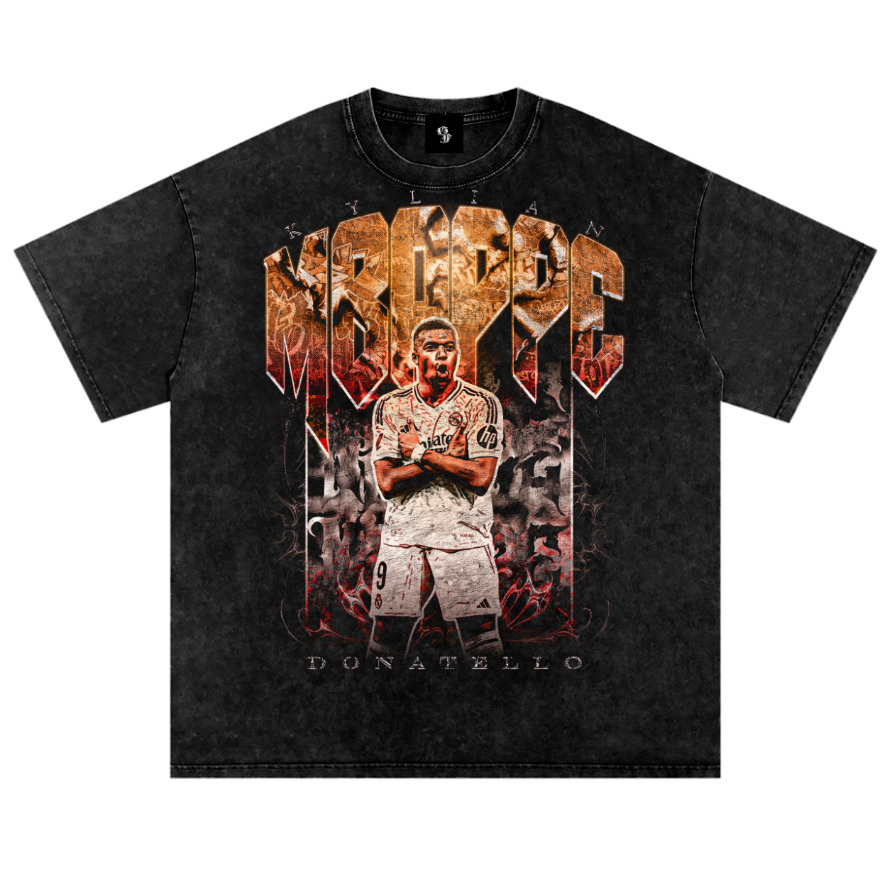 Vintage Kylian Mbappe Snow Washed Oversized Cotton T-Shirt