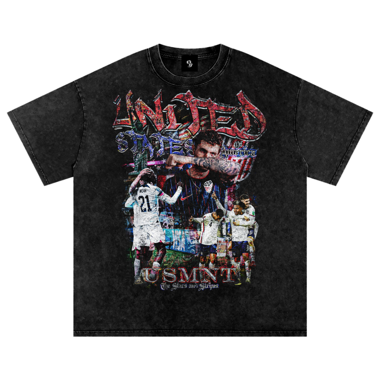 Vintage Team USA Acid Wash Oversize T-Shirt - 250 GSM