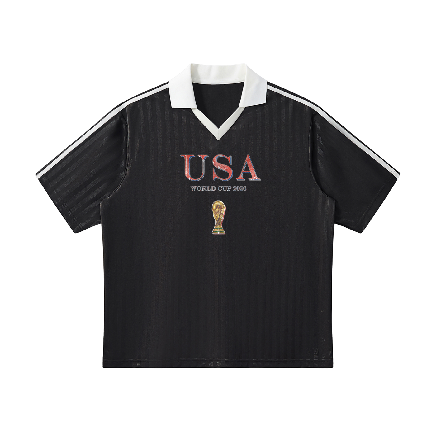 Vintage USA World Cup Contrast Collar Striped Soccer Jersey