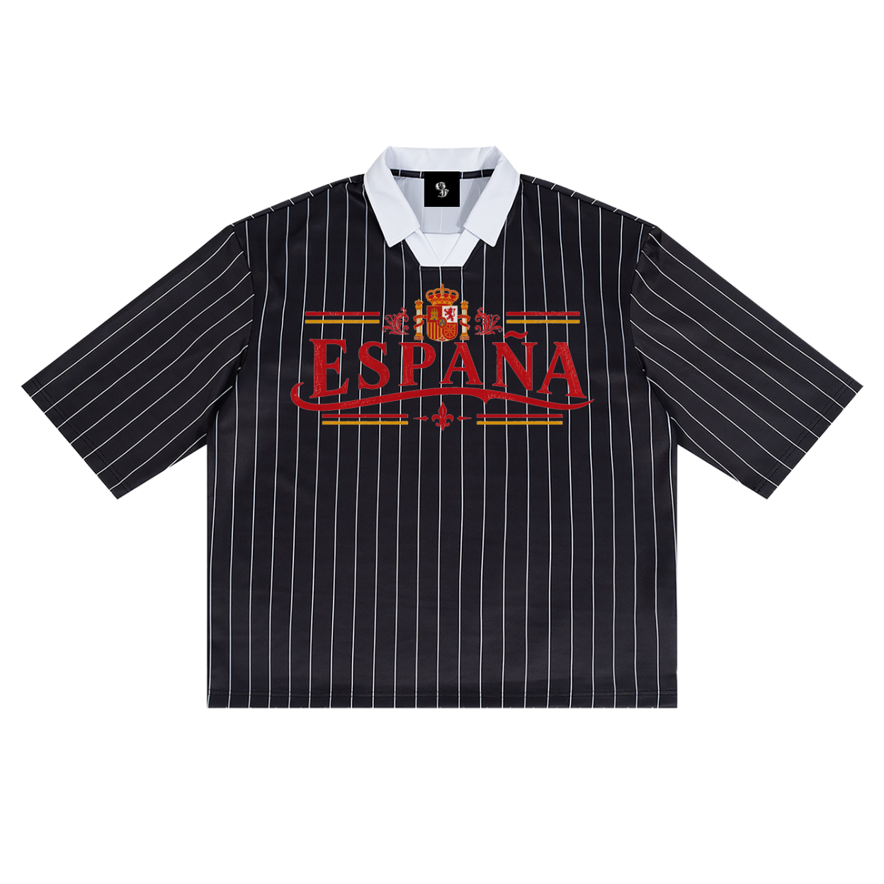 Spain Football Pinstripe Collared Soccer Jersey