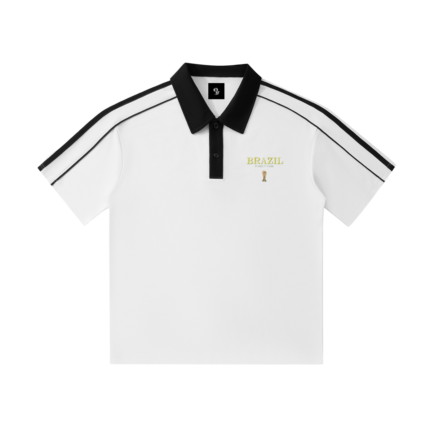 Vintage Brazil World Cup Contrast Collar Short-Sleeve Polo Shirt