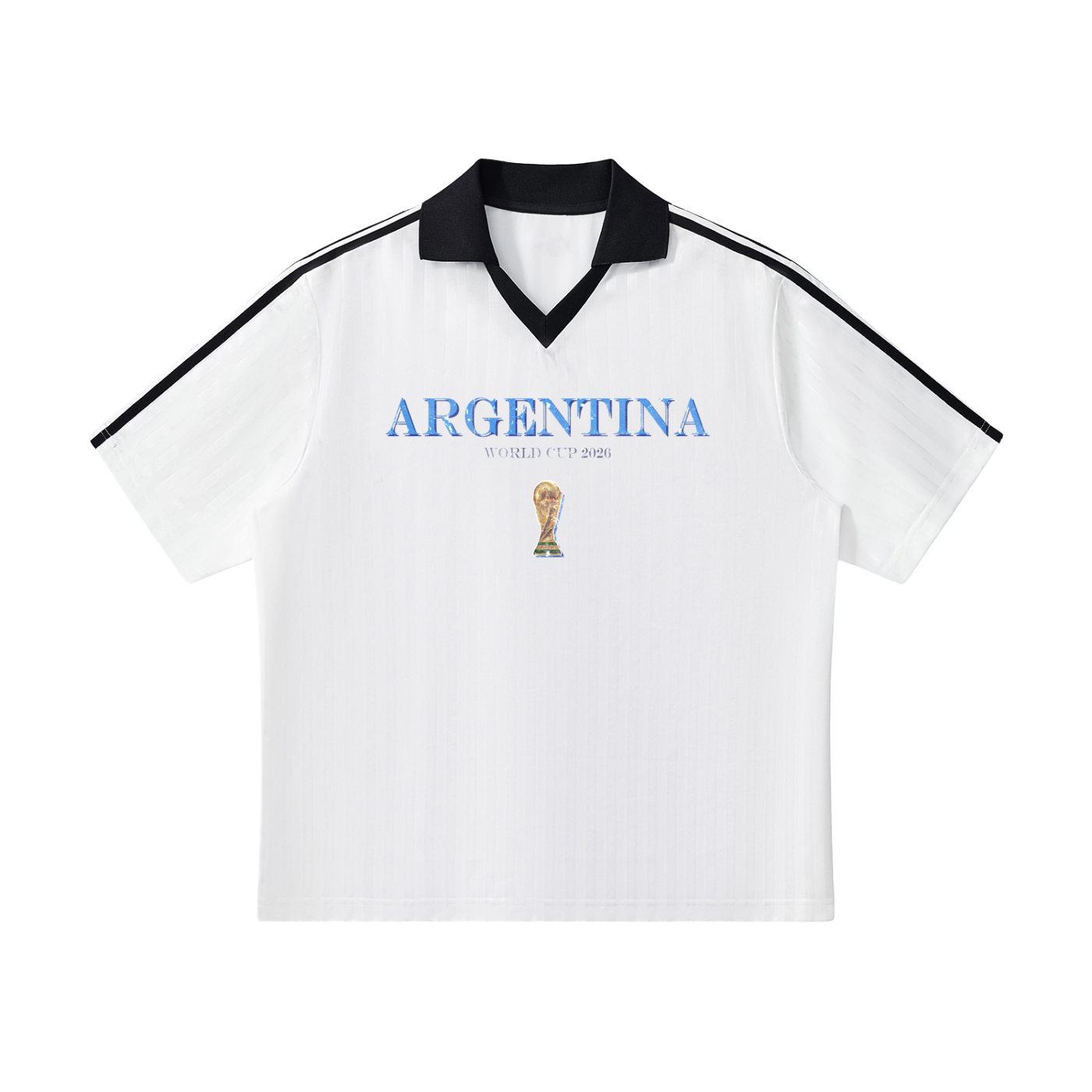 Argentina Contrast Collar Striped Soccer Jersey