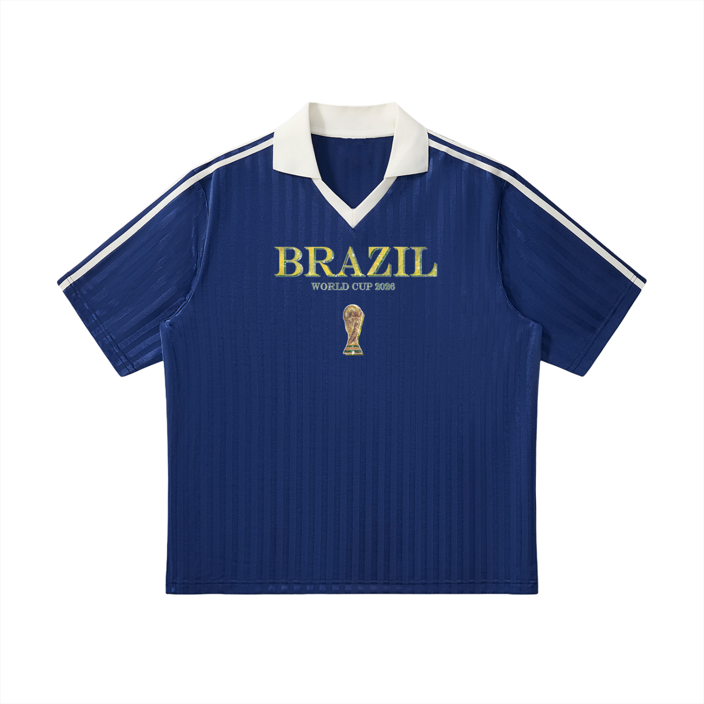 Vintage Brazil World Cup Contrast Collar Striped Soccer Jersey