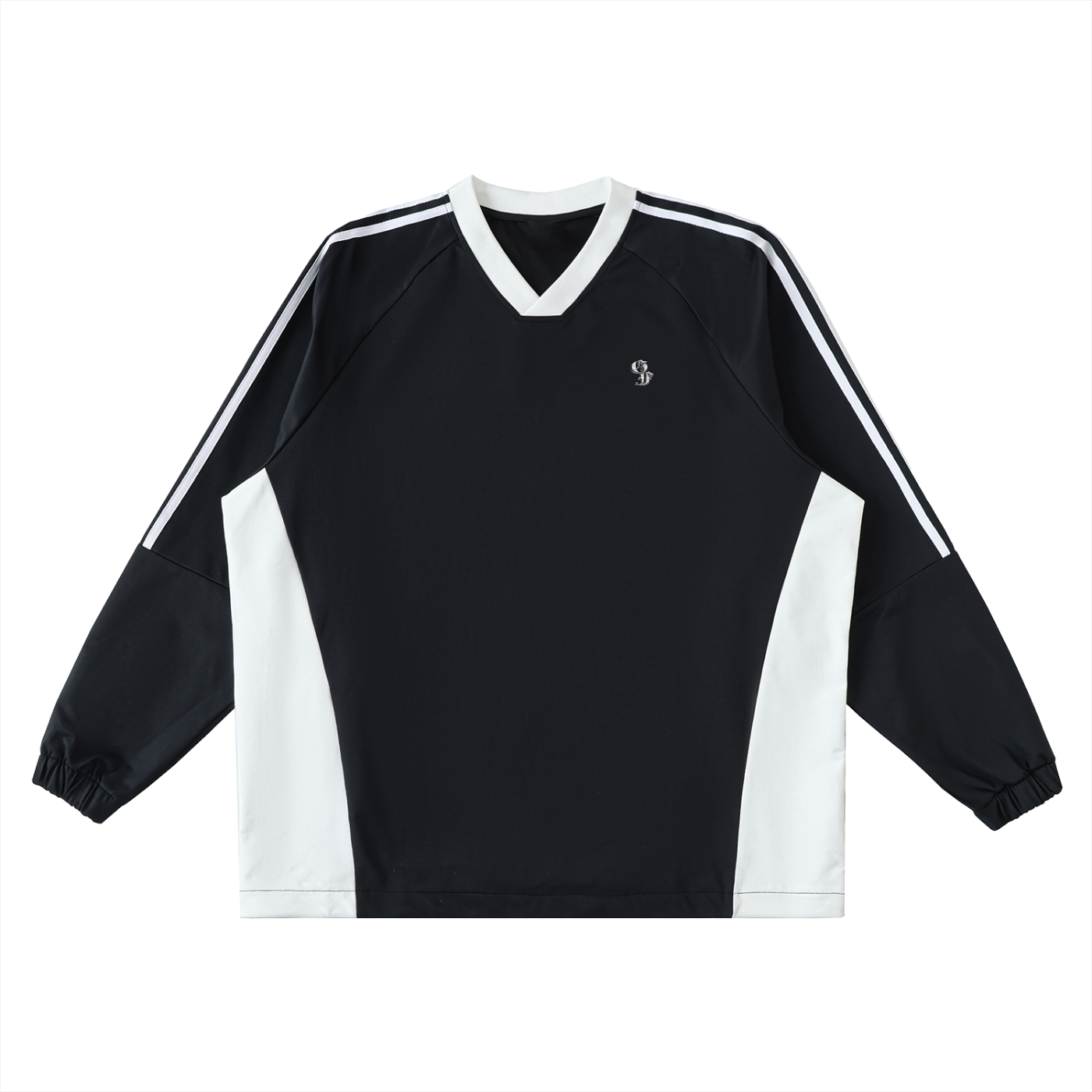 Graphic Footy Color-Block V-Neck Long-Sleeve T-Shirt
