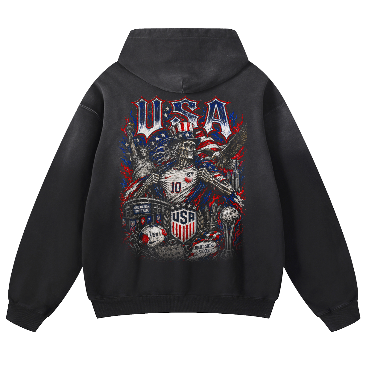 Vintage USA Graphic Footy Heavyweight Sunfade Oversized Hoodie