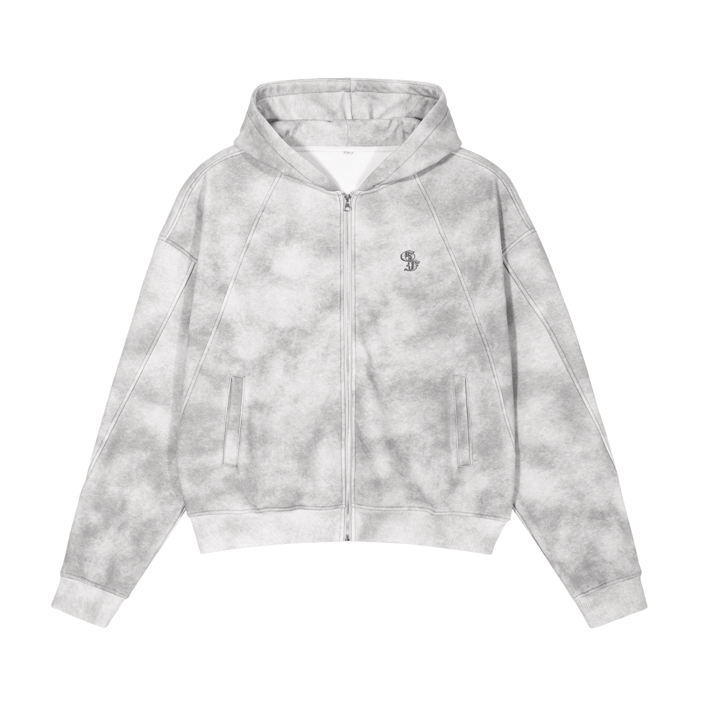 Graphic Footy Dirty Washed Boxy Zip-up Fleece Hoodie