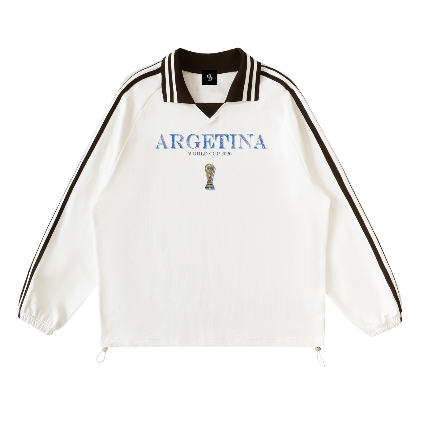 Vintage Argentina World Cup Contrast Striped Lapel Collar Sweatshirt