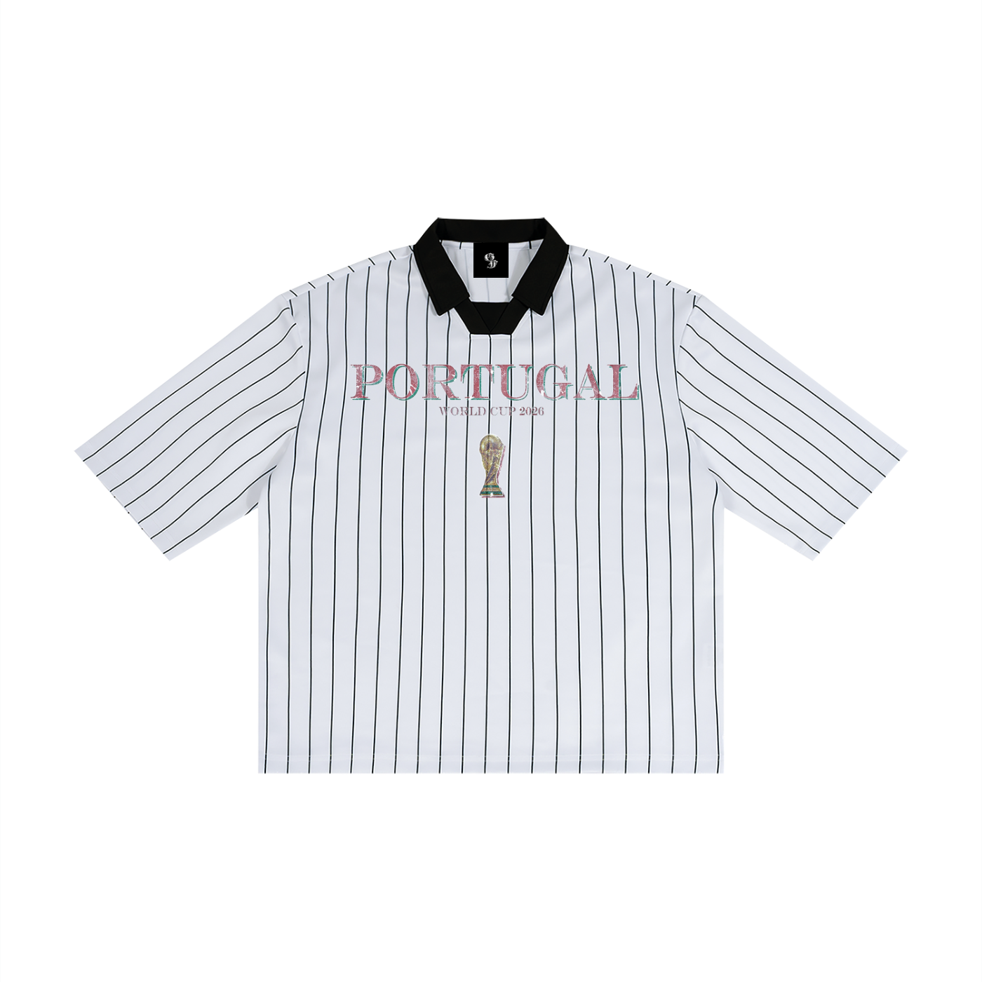 Vintage Portugal World Cup Pinstripe Collared Soccer Jersey