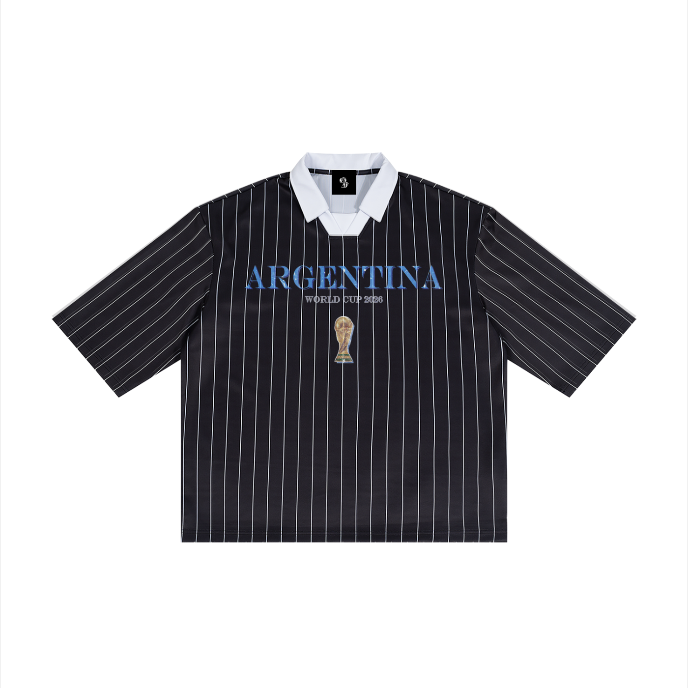 Argentina Unisex Pinstripe Collared Soccer Jersey