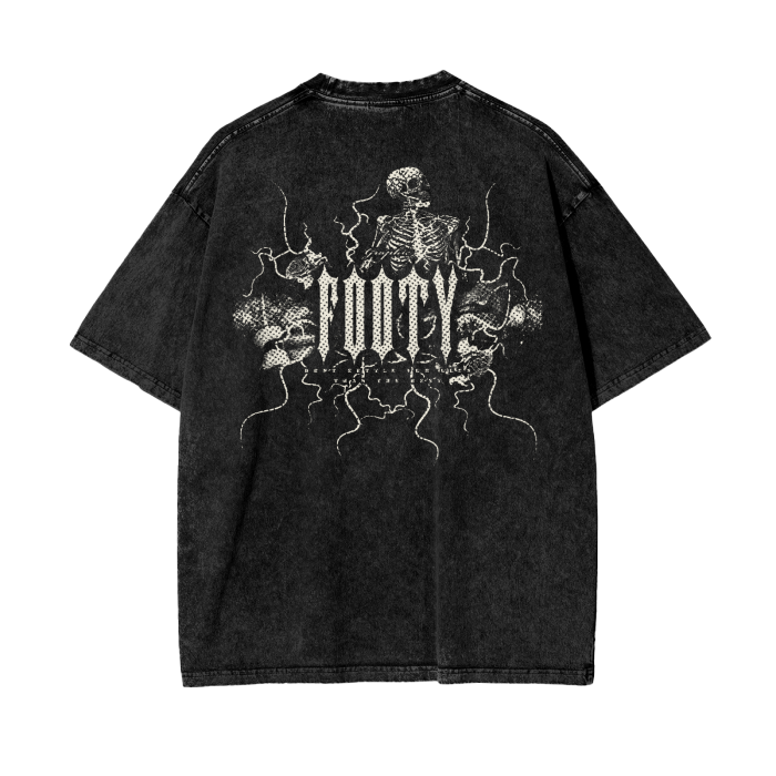 Premium Vintage "Graphic Footy" Acid Wash Oversize T-Shirt - 250 GSM