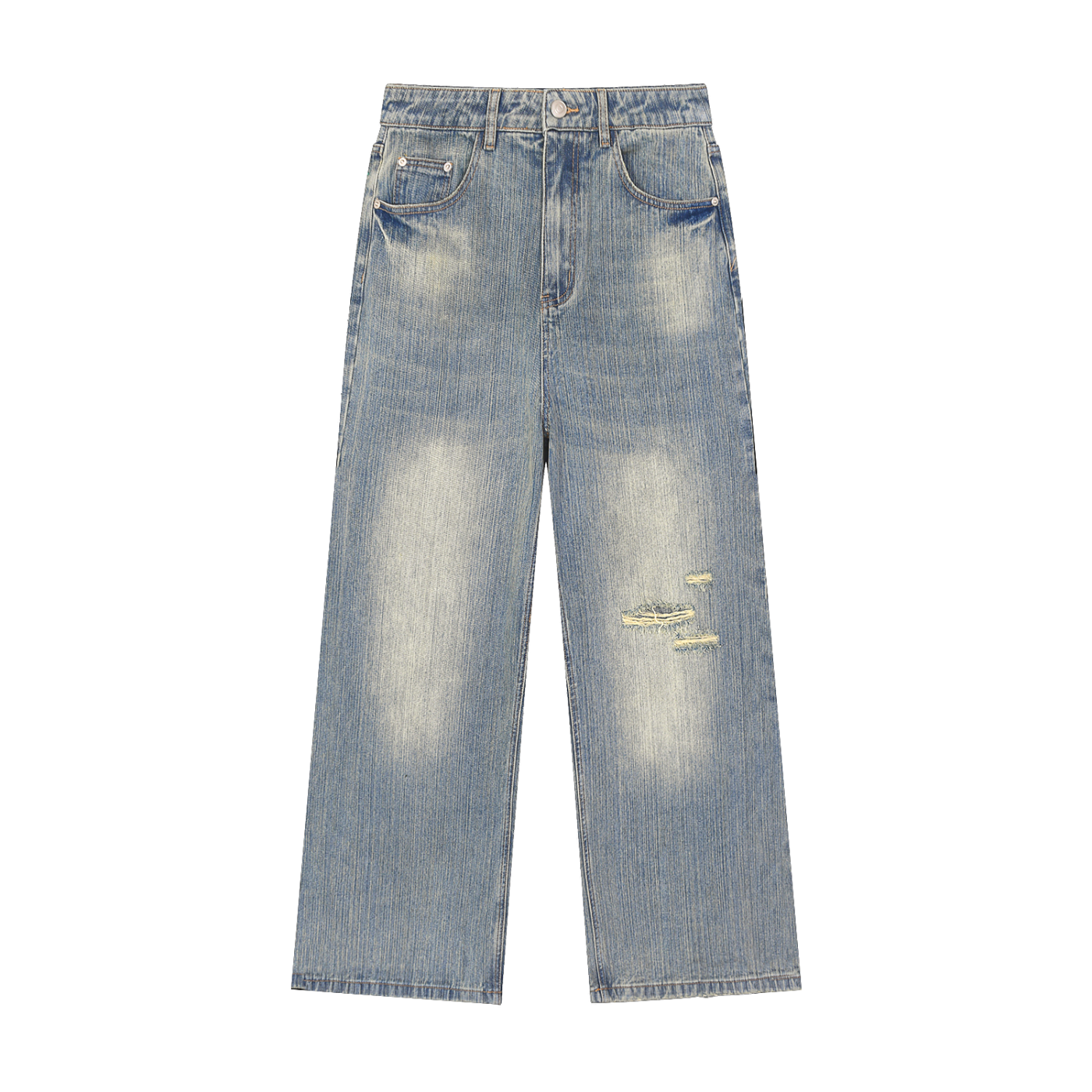 Premium Vintage Wash Graphic Footy Distressed Denim Jeans