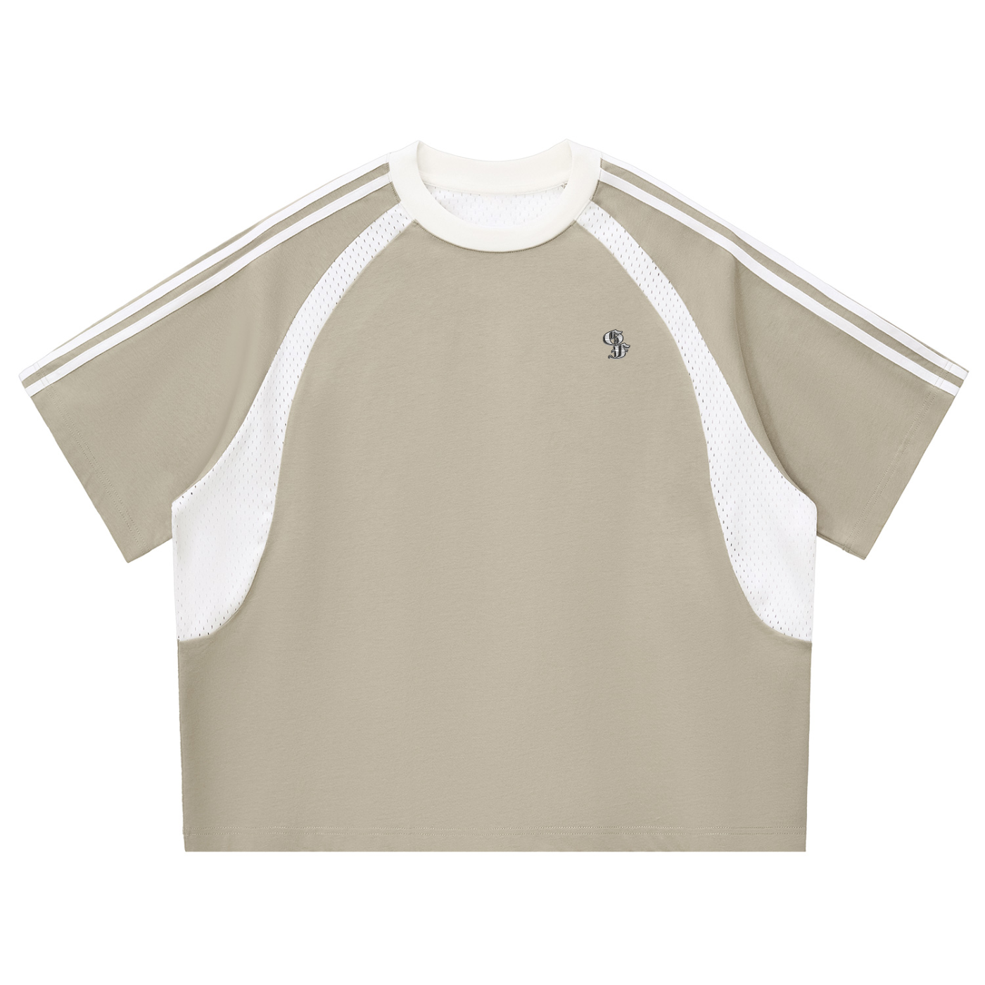 Graphic Footy Contrast Stripes Panel Mesh T-shirt