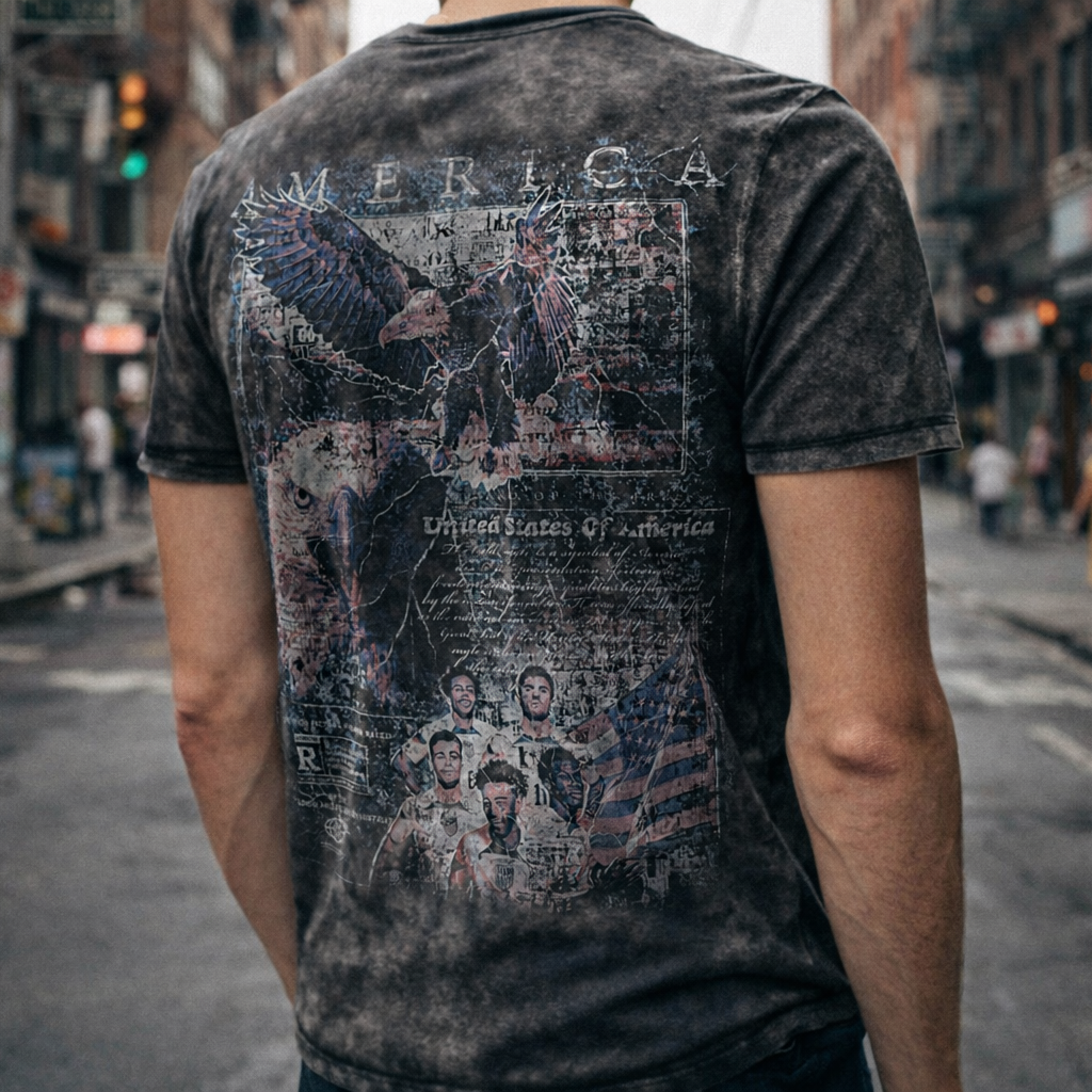 Vintage Team USA Acid Wash Oversize T-Shirt - 250 GSM