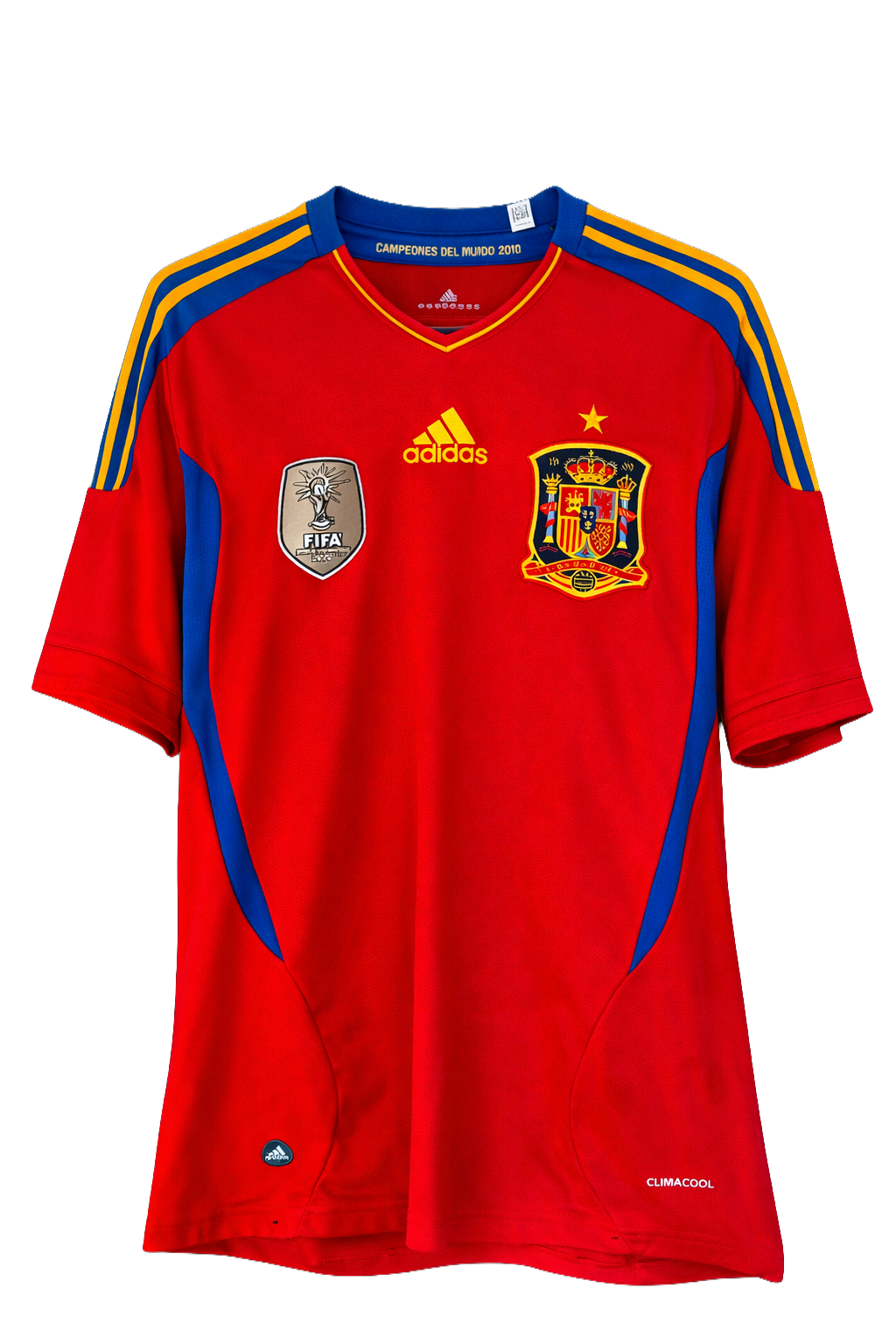 Spain Adidas Home Jersey 2010 World Cup Champions Patch – Men’s Size L