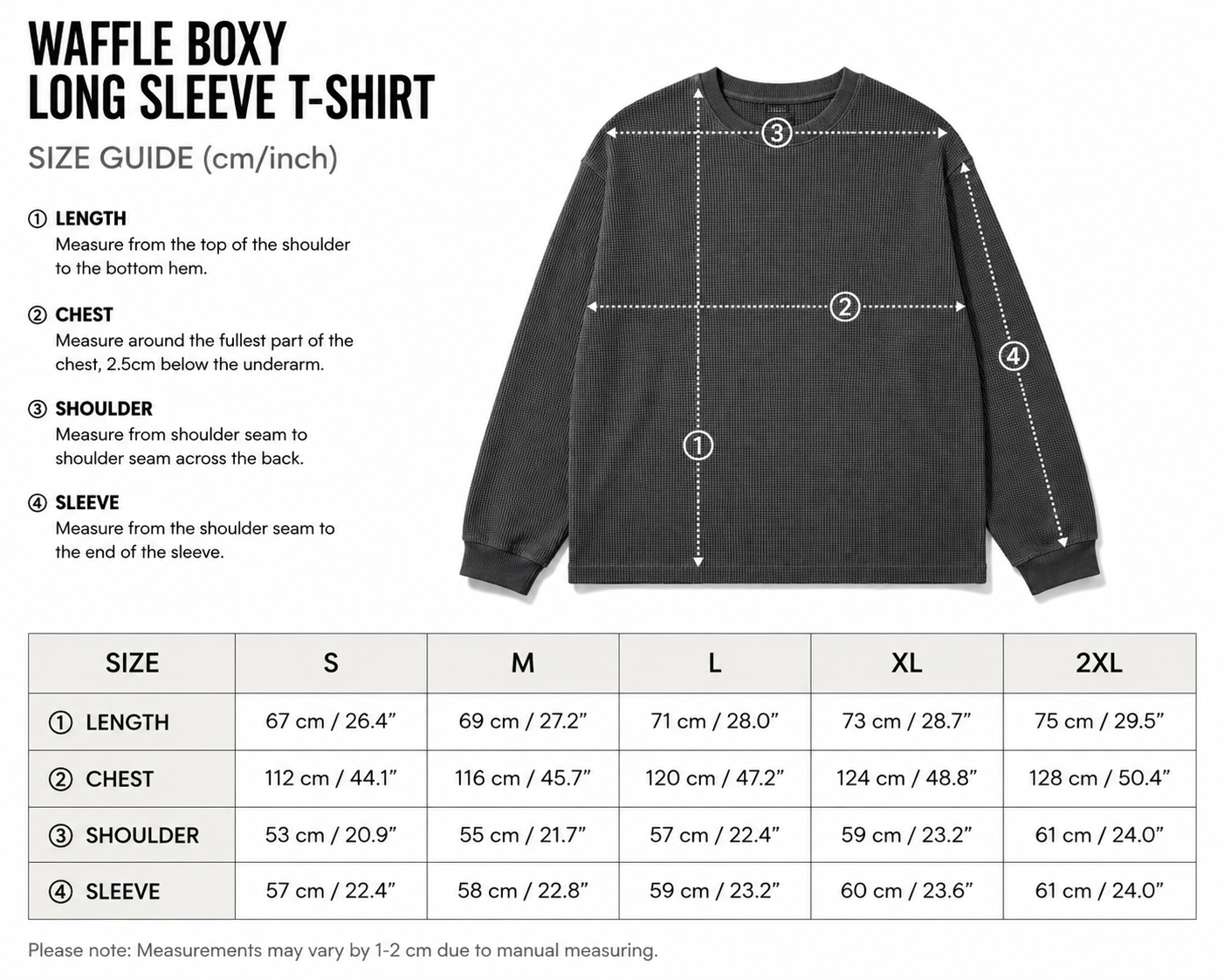 Vintage Graphic Footy Waffle Boxy Long Sleeve T-Shirt