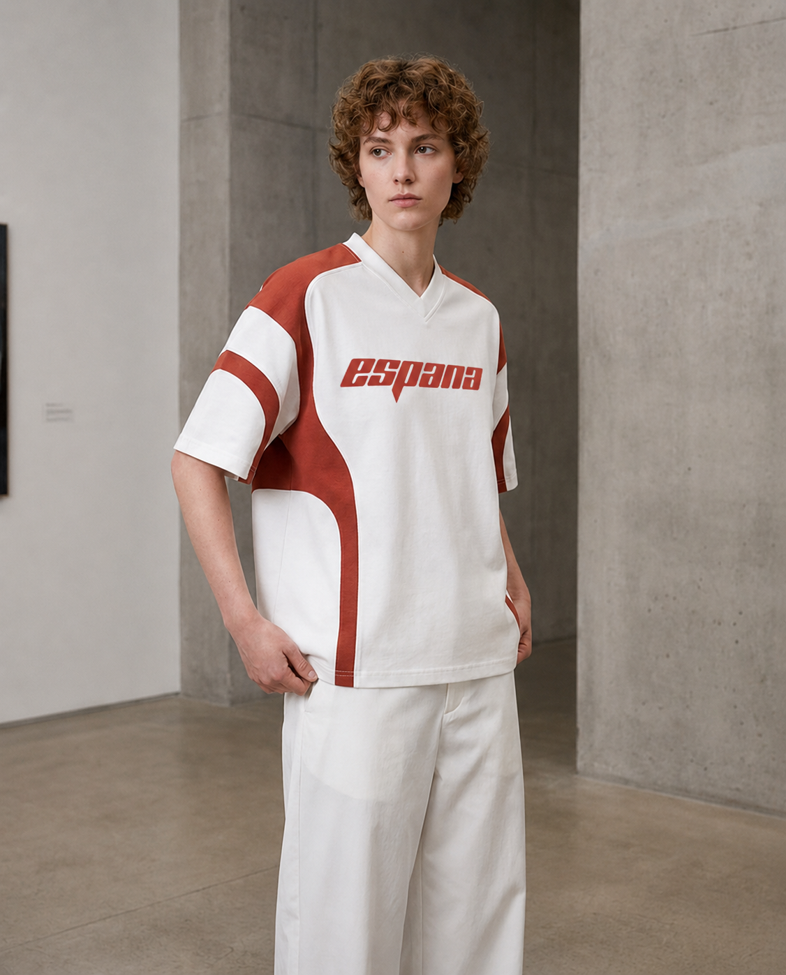 Vintage España Color Block V-Neck T-Shirt
