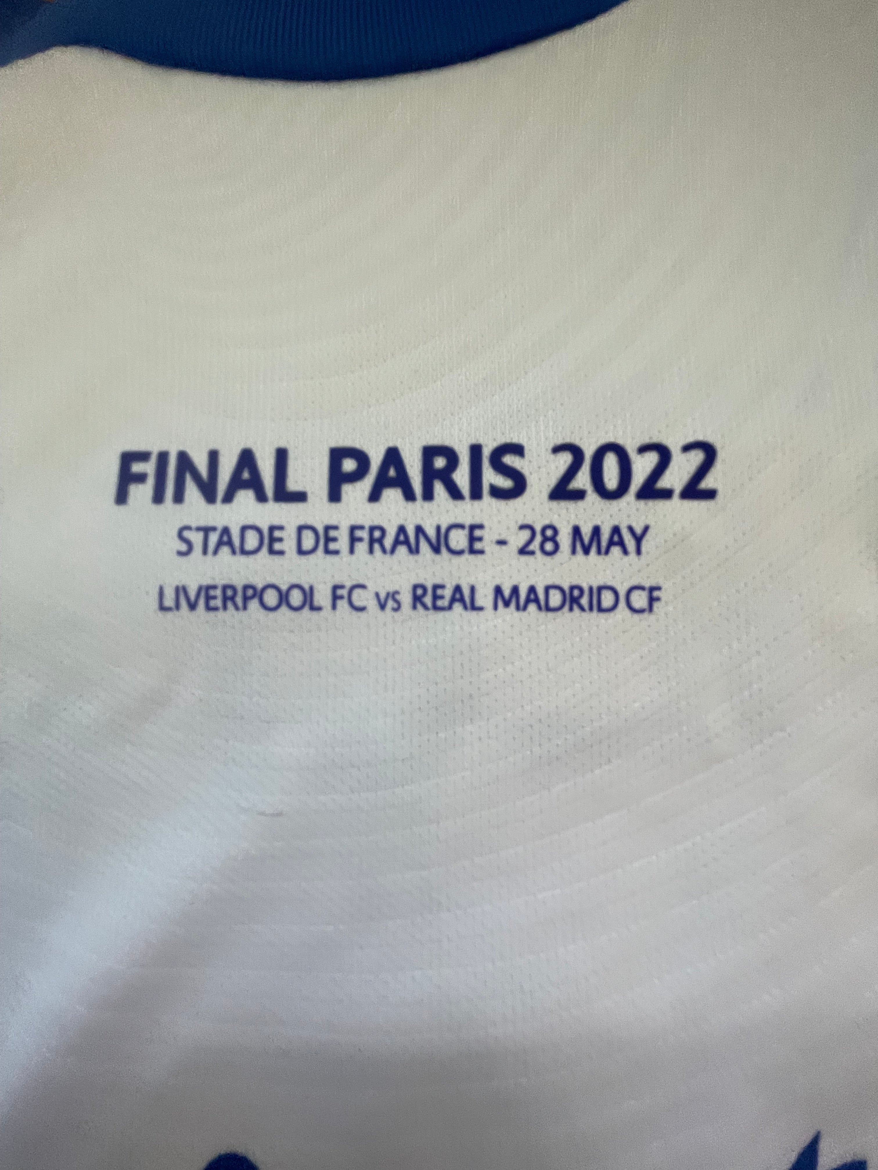 Karim Benzema Signed 21/22 Real Madrid UCL Final Jersey Adidas Beckett Witness - Size XL