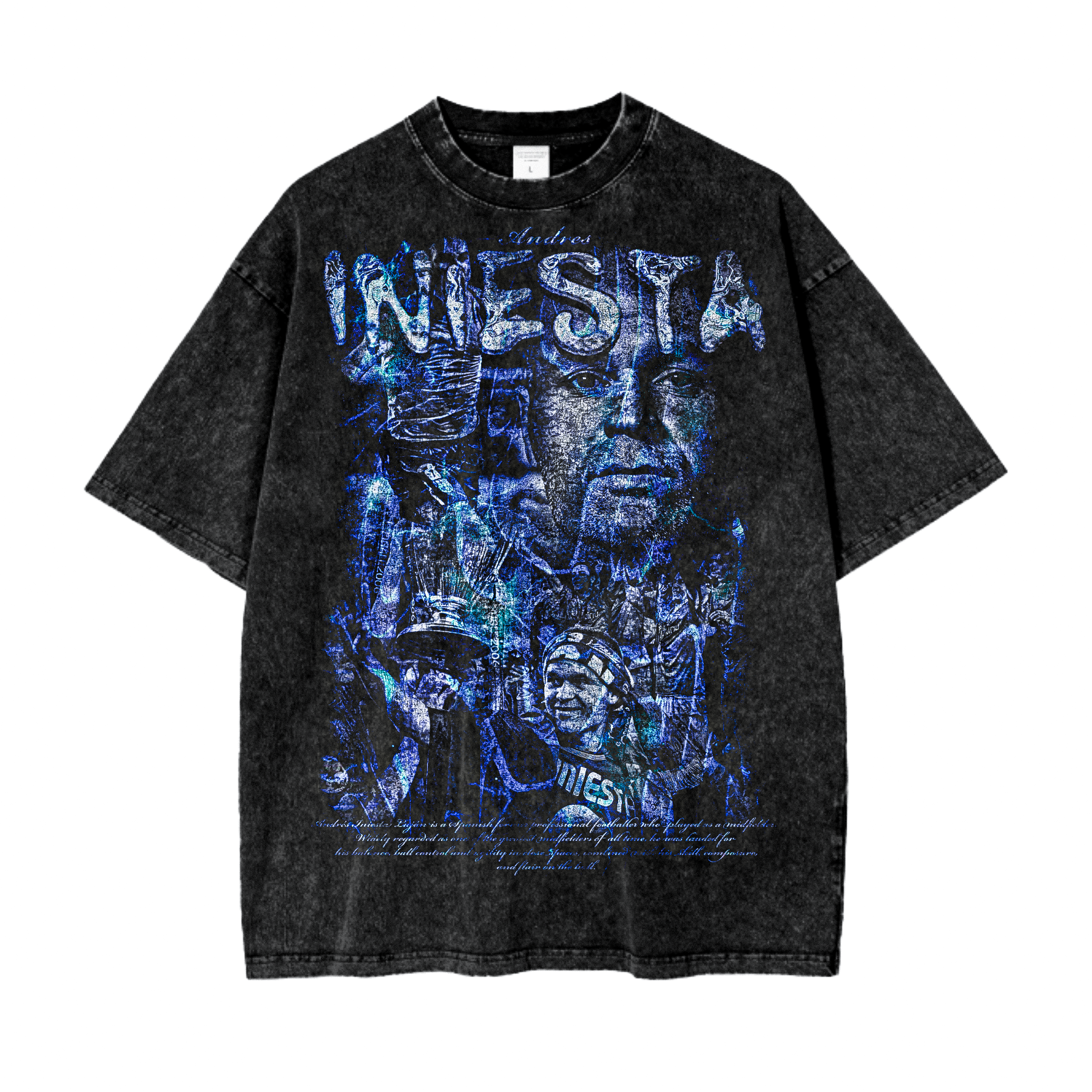 Vintage Andres Iniesta Oversize Acid Washed T-Shirt