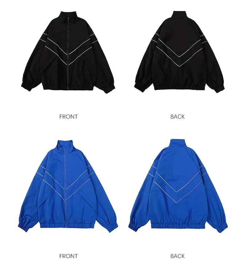 Graphic Footy Unisex Patchwork Varsity Jacket – Black High Street Windbreaker