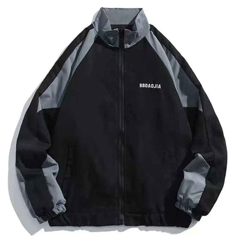 Graphic Footy Unisex Patchwork Varsity Jacket – Black High Street Windbreaker