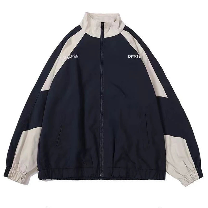 Graphic Footy Unisex Patchwork Varsity Jacket – Black High Street Windbreaker