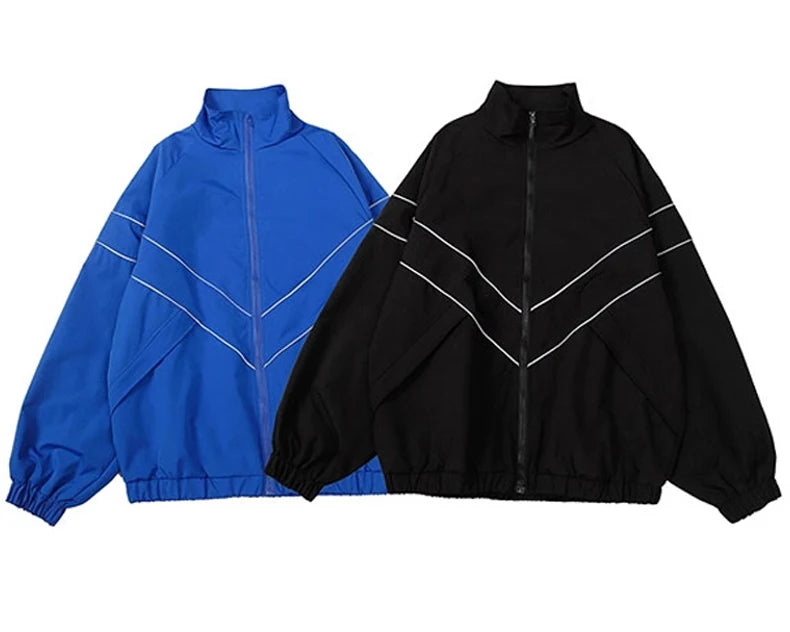 Graphic Footy Unisex Patchwork Varsity Jacket – Black High Street Windbreaker